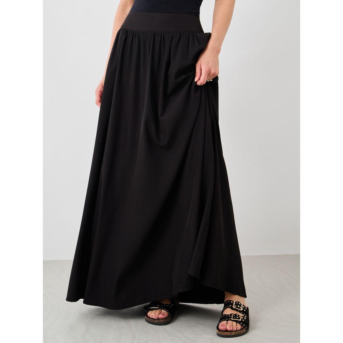 Styli Solid Elasticated Waistband A-Line Maxi Skirts-women-clothing-bottoms-skirts-image-3