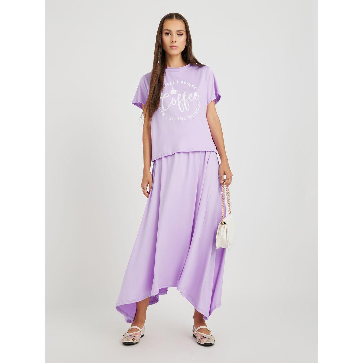 Styli Slogan Printed T-Shirt and Skirts Co-Ords-women-clothing-coordsets-image-1