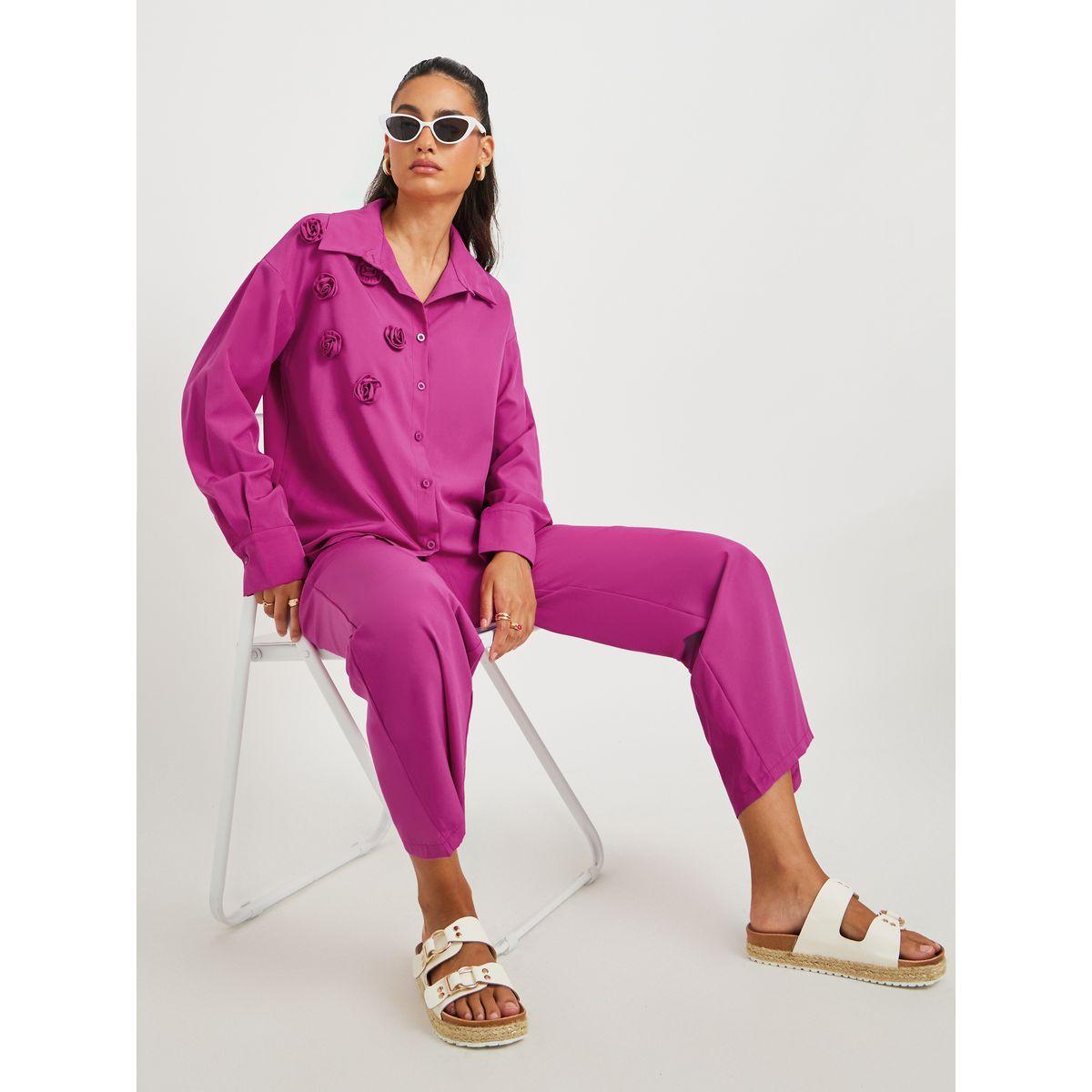 Styli Embellished Spread Shirt and Pants Co-Ords-women-clothing-coordsets-image-1
