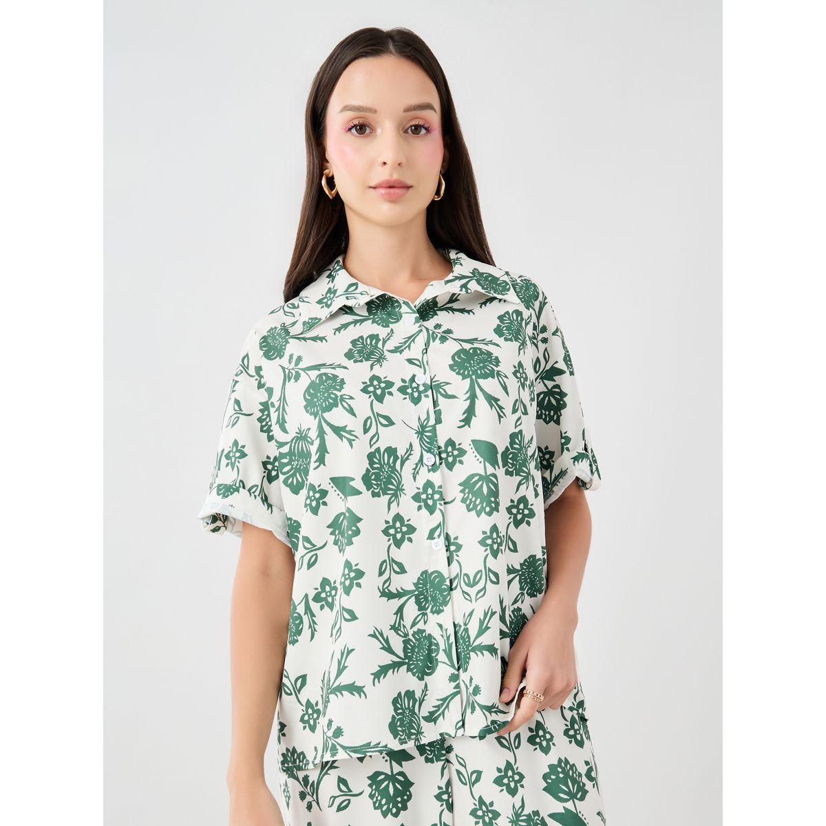 طقم منسق من بنطال وبلوزة بطبعة زهور-women-clothing-coordsets-image-2