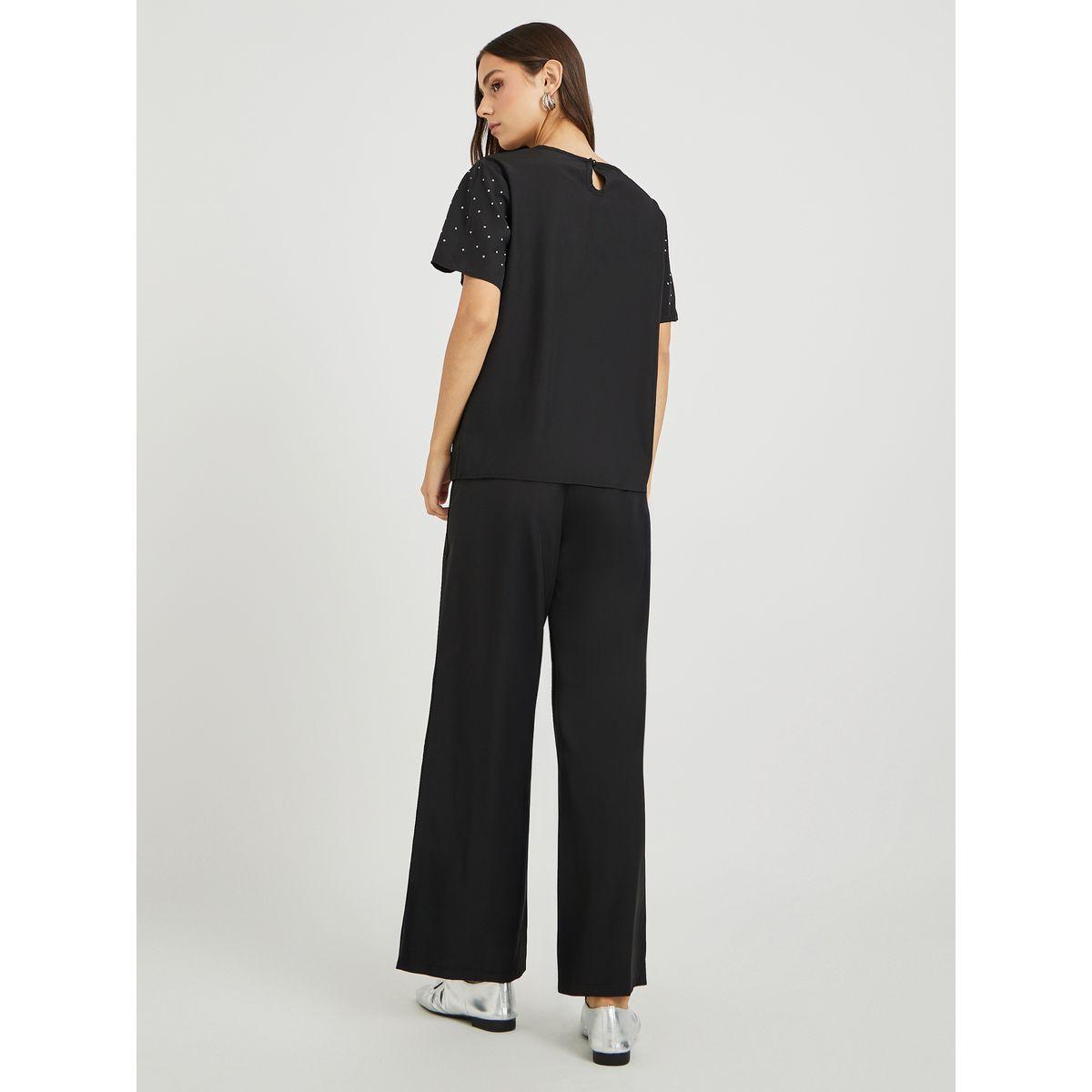 Styli Solid Short Sleeve T-Shirt and Pants Co-Ords-women-clothing-coordsets-image-5