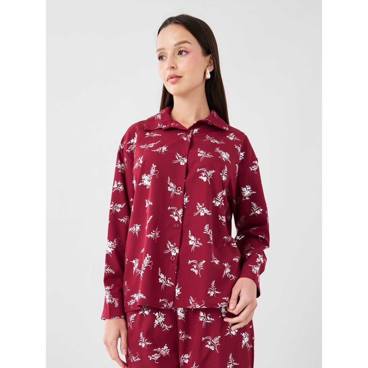 Styli Floral Printed Long Sleeve Shirt and Pants Co-Ords-women-clothing-coordsets-image-2