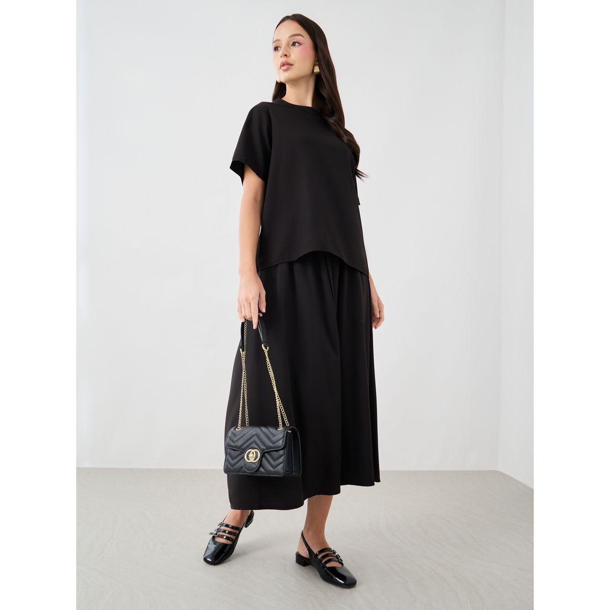 Styli Solid Short Sleeve T-Shirt and Skirts Co-Ords-women-clothing-coordsets-image-1