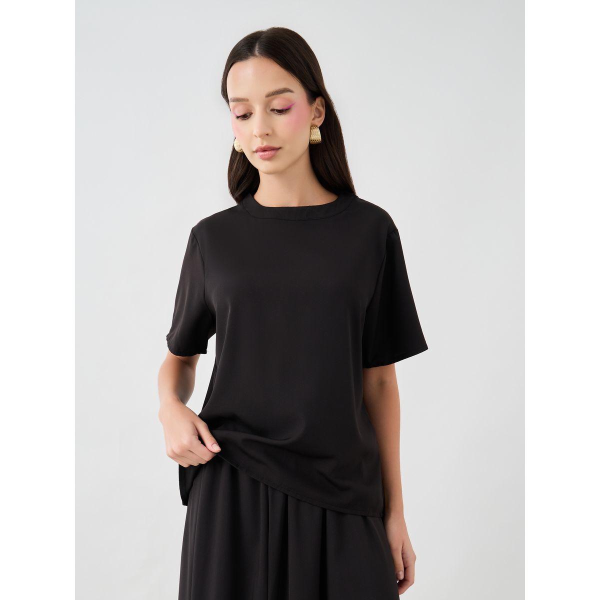 Styli Solid Short Sleeve T-Shirt and Skirts Co-Ords-women-clothing-coordsets-image-2