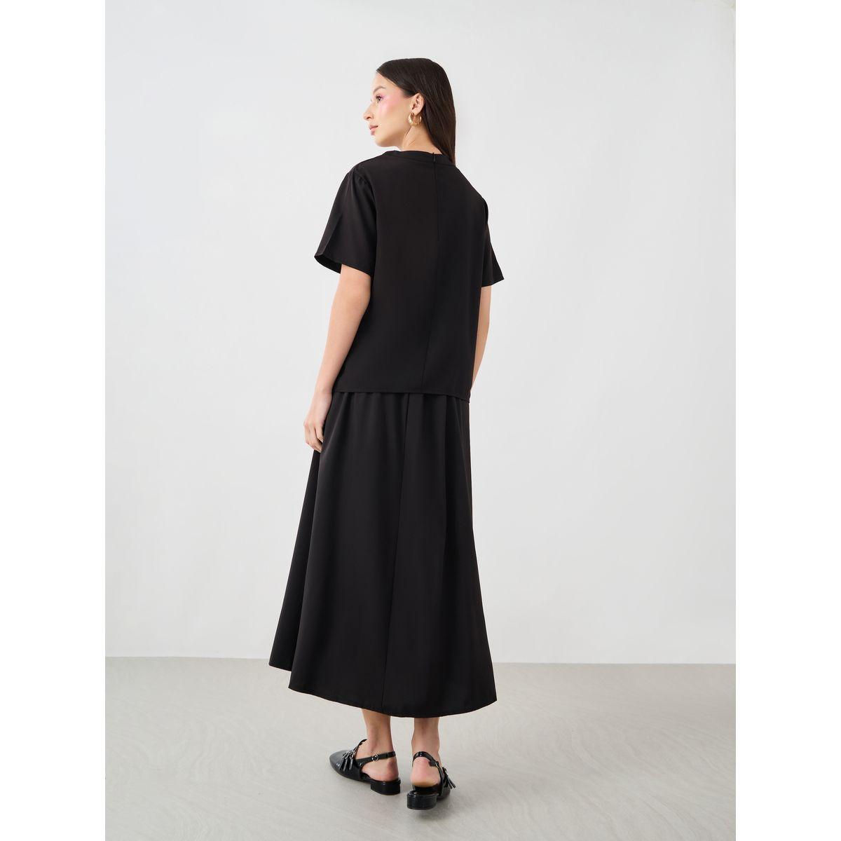 Styli Solid Short Sleeve T-Shirt and Skirts Co-Ords-women-clothing-coordsets-image-5