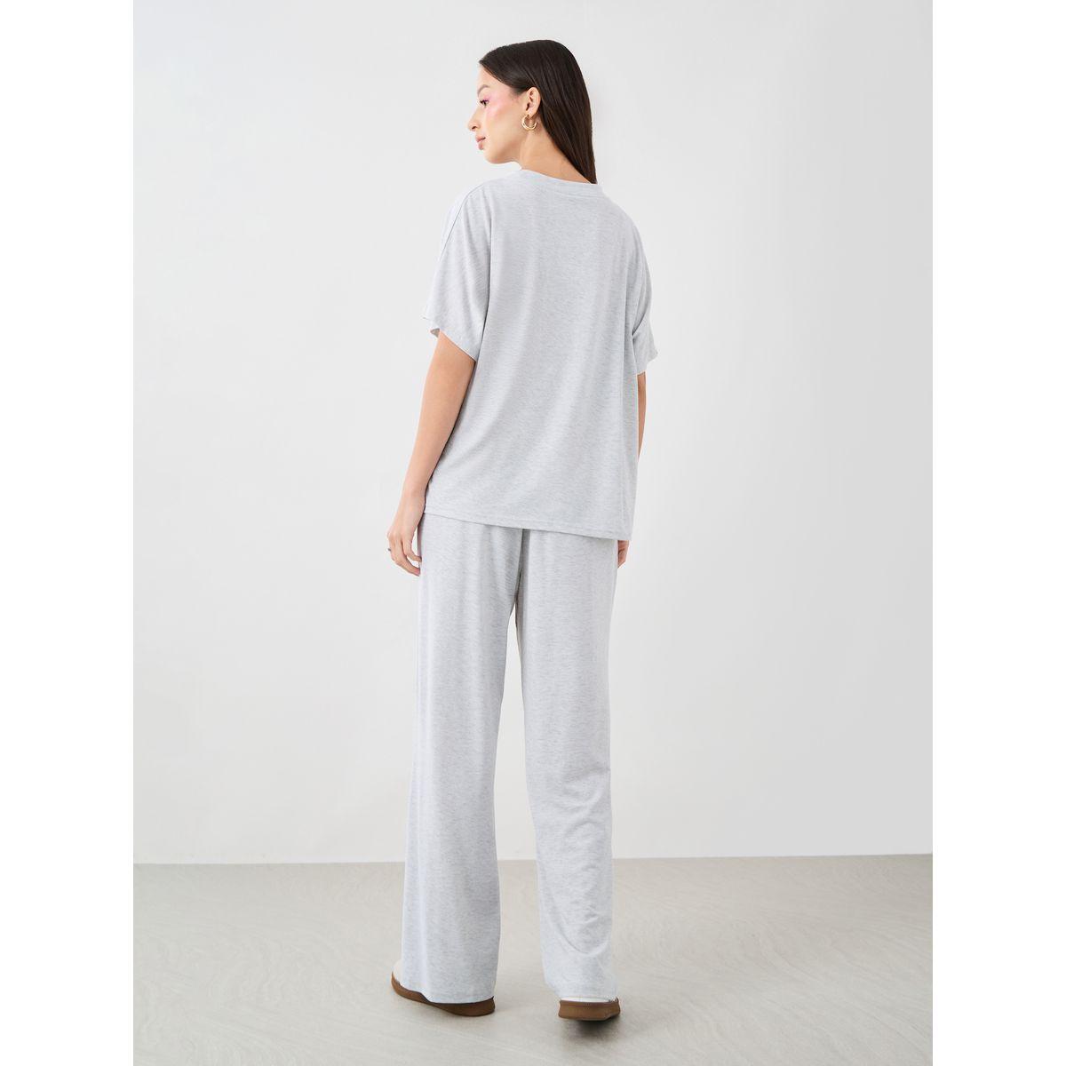 Styli Slogan Print Short Sleeve T-Shirt and Pants Co-Ords-women-clothing-coordsets-image-6