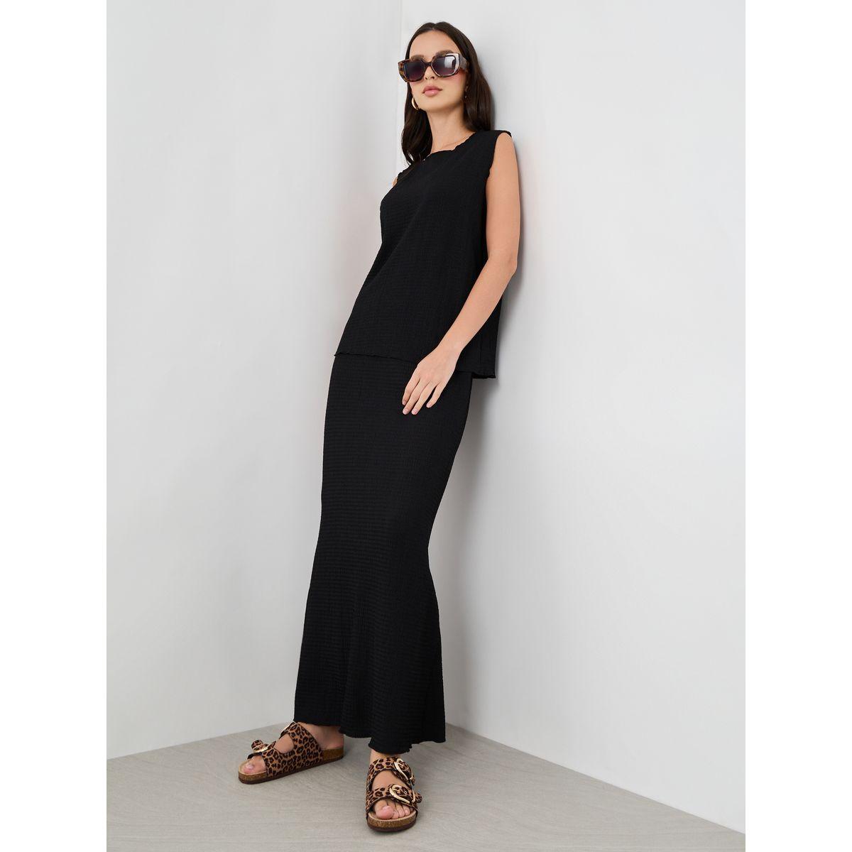 Styli Solid Sleeveless Top and Maxi Skirts Co-Ords-women-clothing-coordsets-image-1