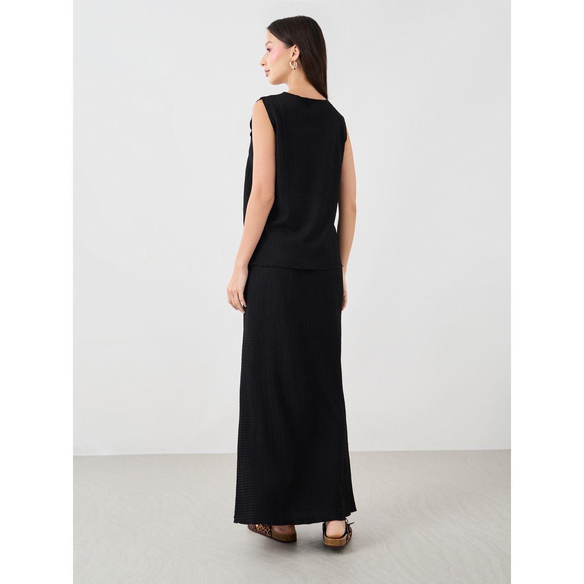 Styli Solid Sleeveless Top and Maxi Skirts Co-Ords-women-clothing-coordsets-image-5
