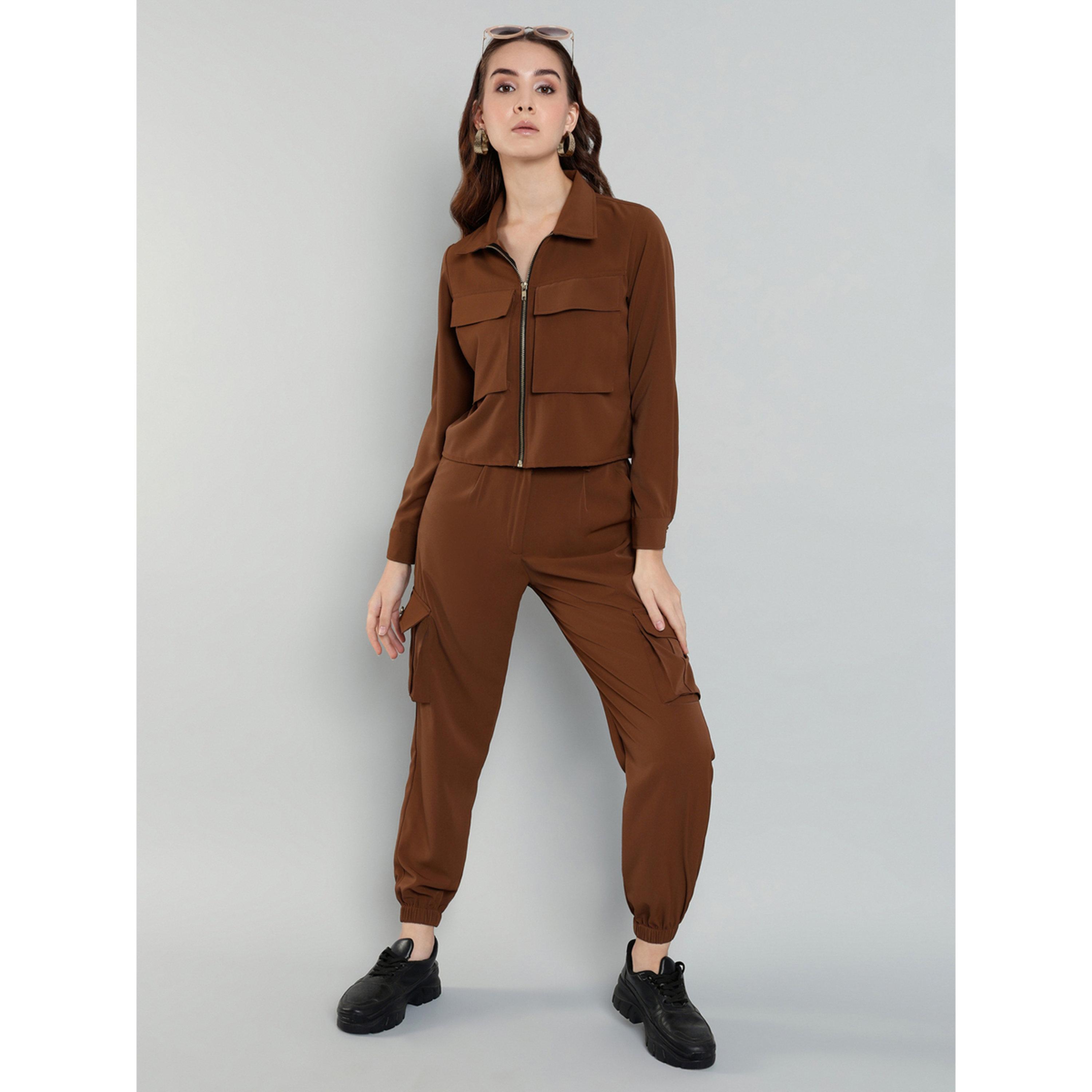 SYVA X Styli Women Zip-Up Top and Cargo Joggers Co-Ords-women-clothing-coordsets-image-1
