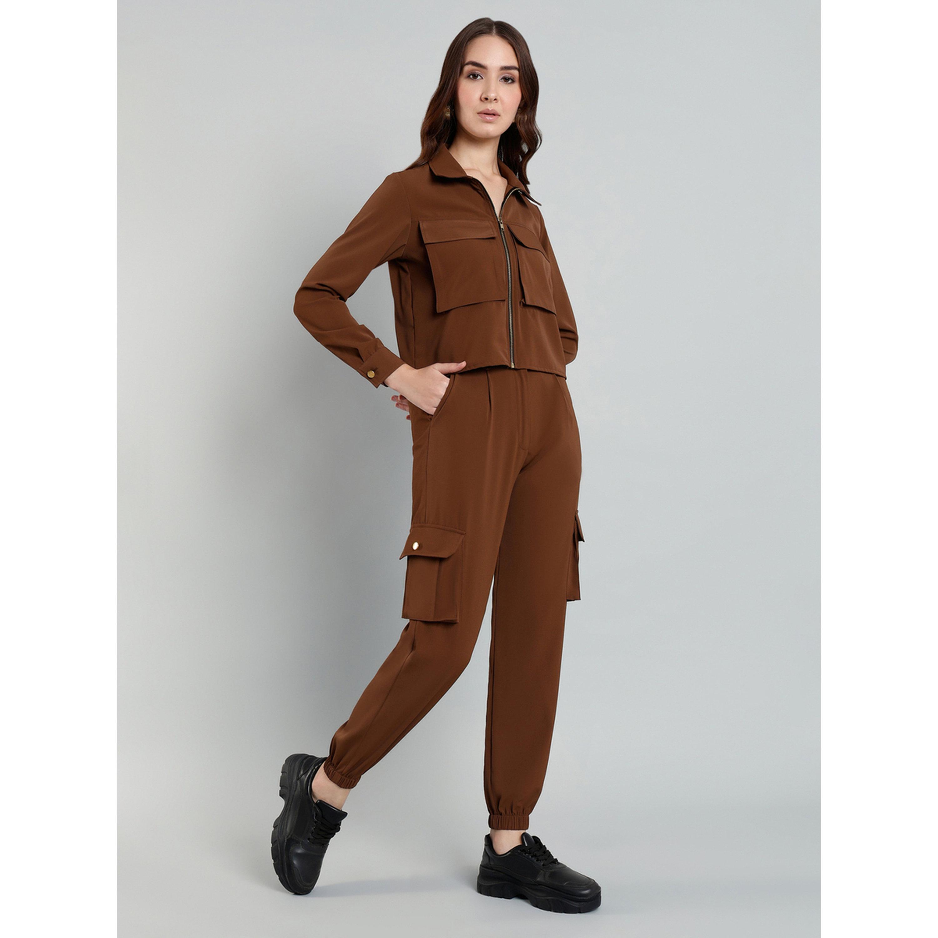 SYVA X Styli Women Zip-Up Top and Cargo Joggers Co-Ords-women-clothing-coordsets-image-2