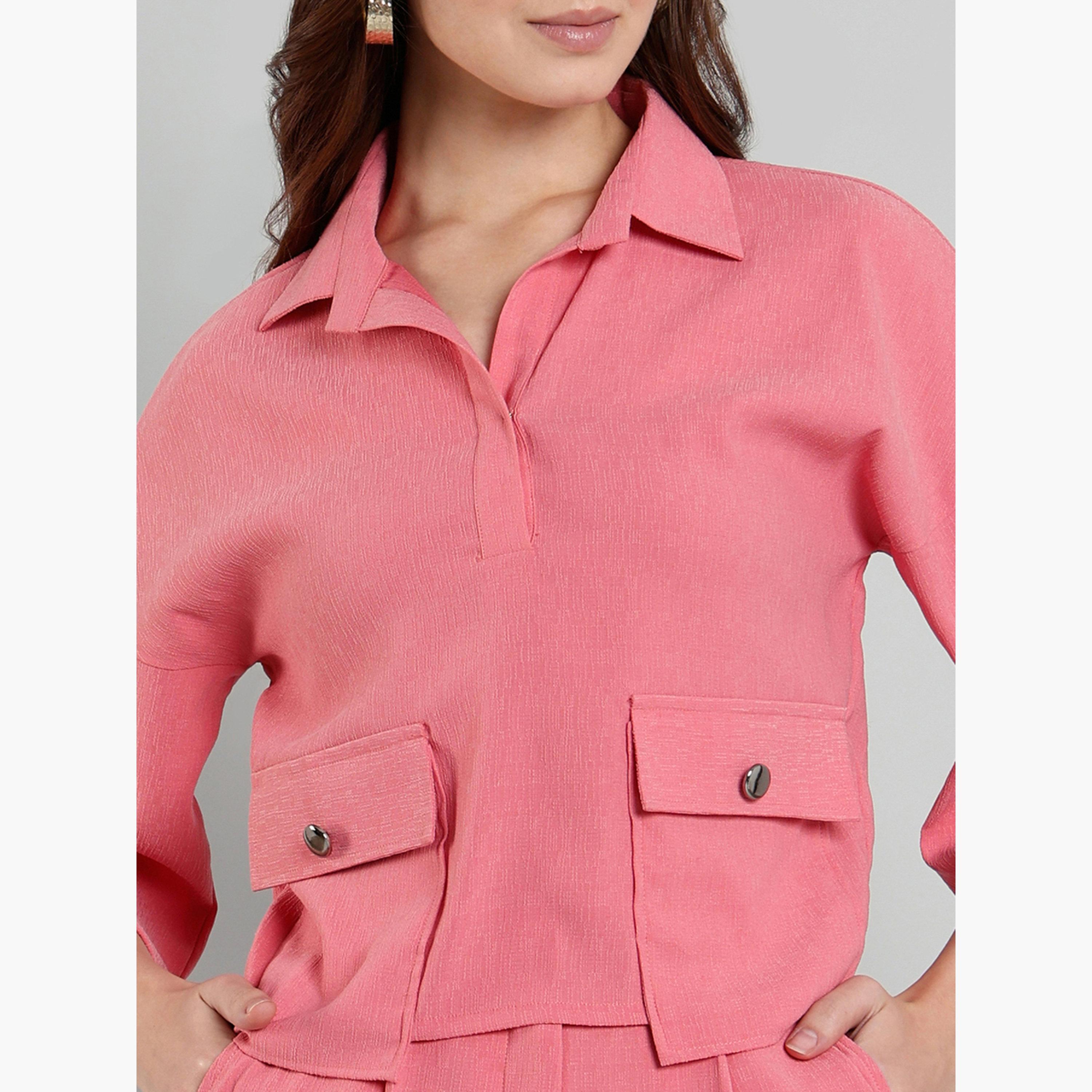 SYVA X Styli Women Pink Buttoned Shirt and Pants Co-Ords-women-clothing-coordsets-image-5