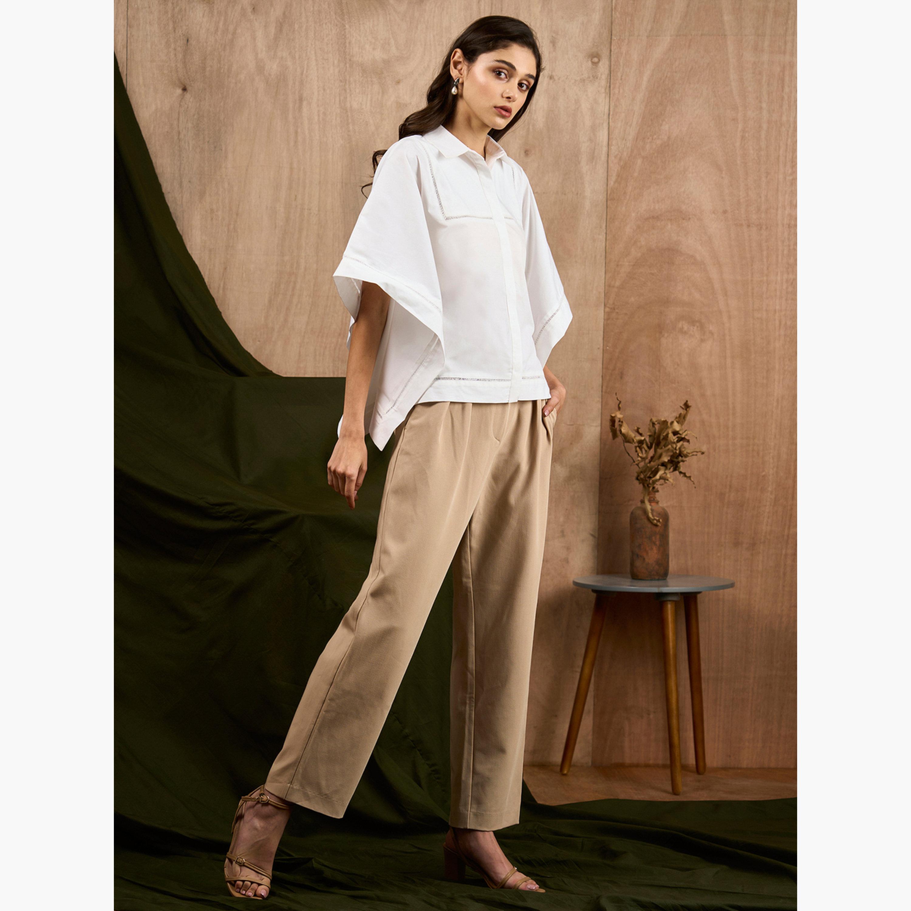 سيفا × ستايلي - قفطان أبيض بأكمام قصيرة مع تفاصيل دانتيل-women-clothing-shirtsandblouses-blouses-image-3
