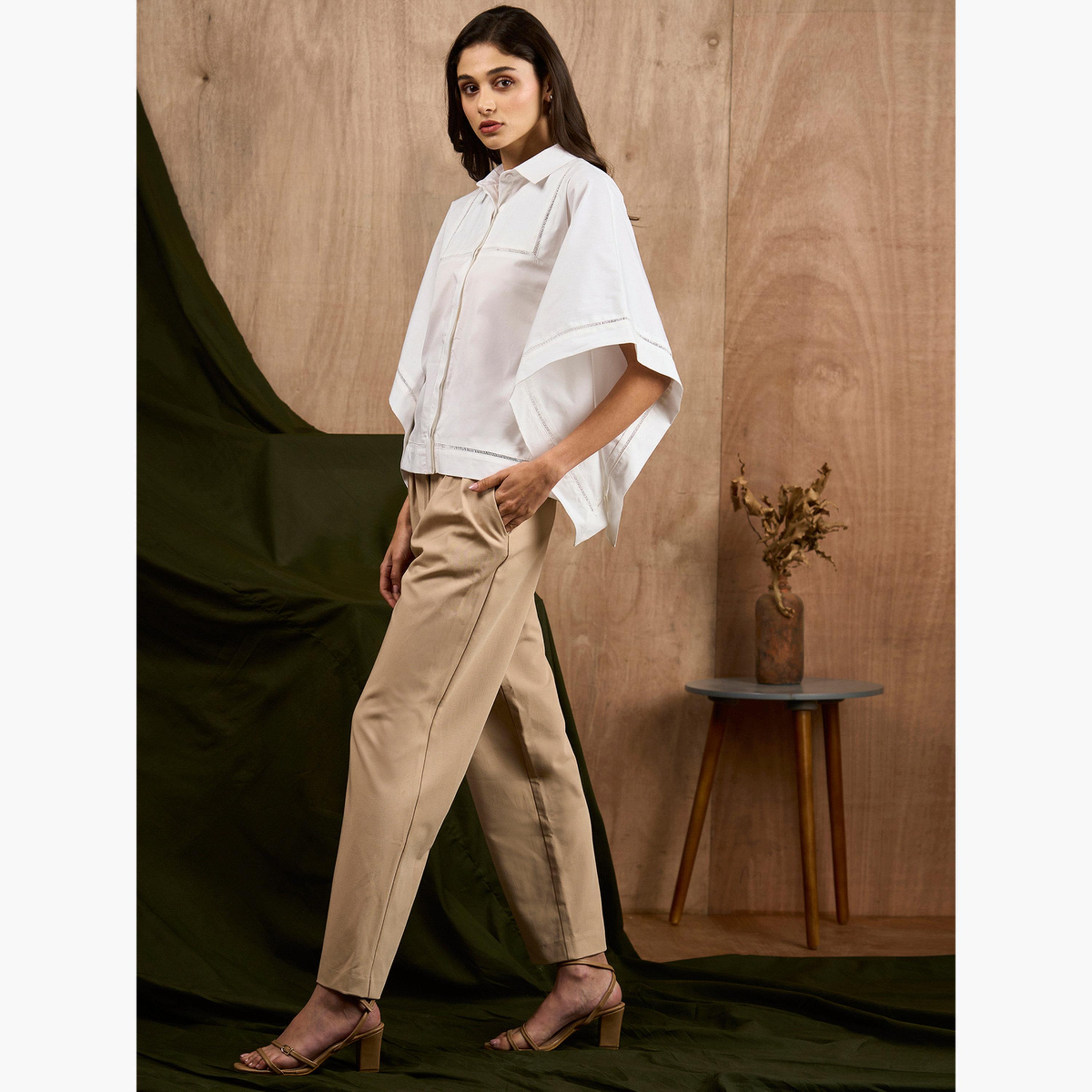 سيفا × ستايلي - قفطان أبيض بأكمام قصيرة مع تفاصيل دانتيل-women-clothing-shirtsandblouses-blouses-image-4