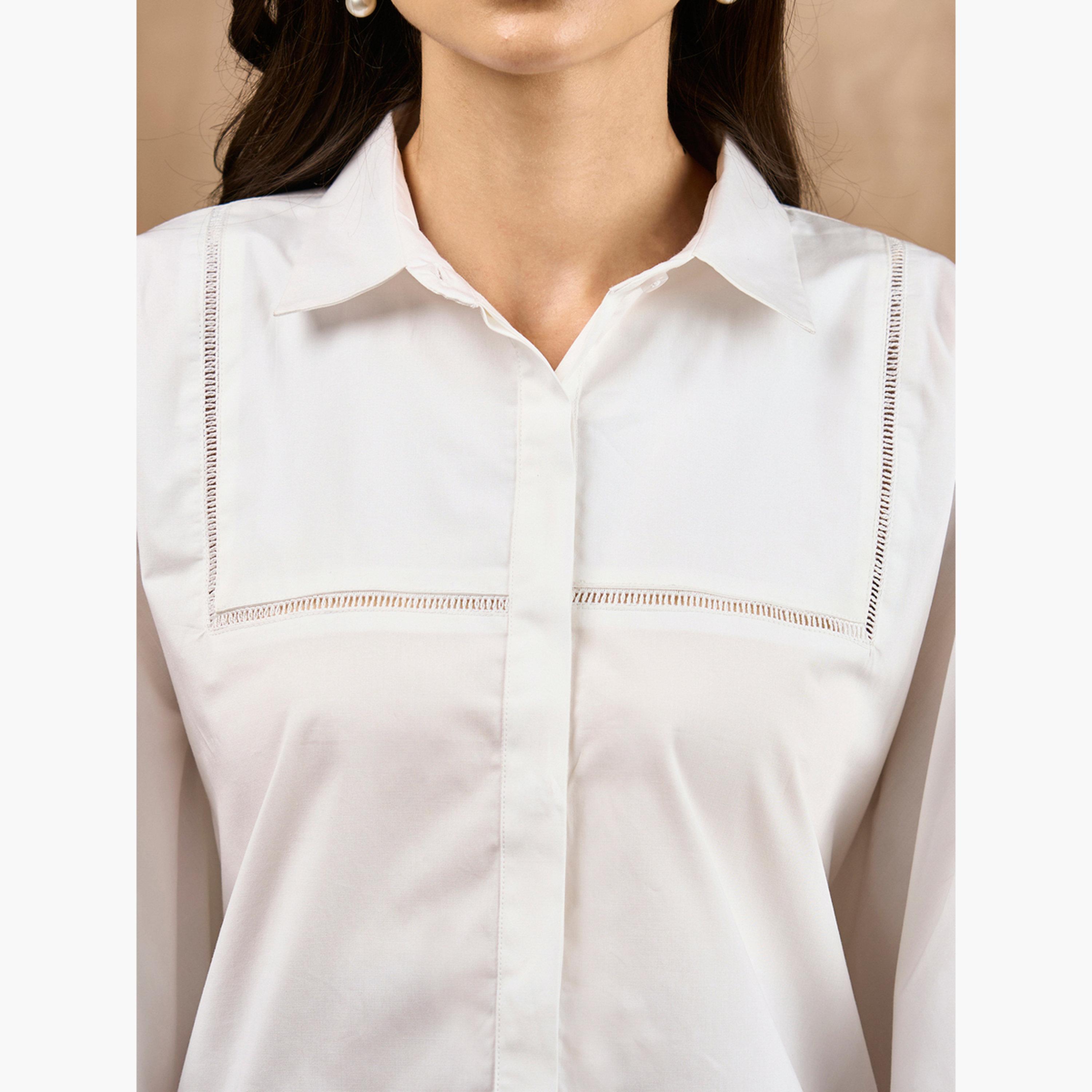 سيفا × ستايلي - قفطان أبيض بأكمام قصيرة مع تفاصيل دانتيل-women-clothing-shirtsandblouses-blouses-image-5