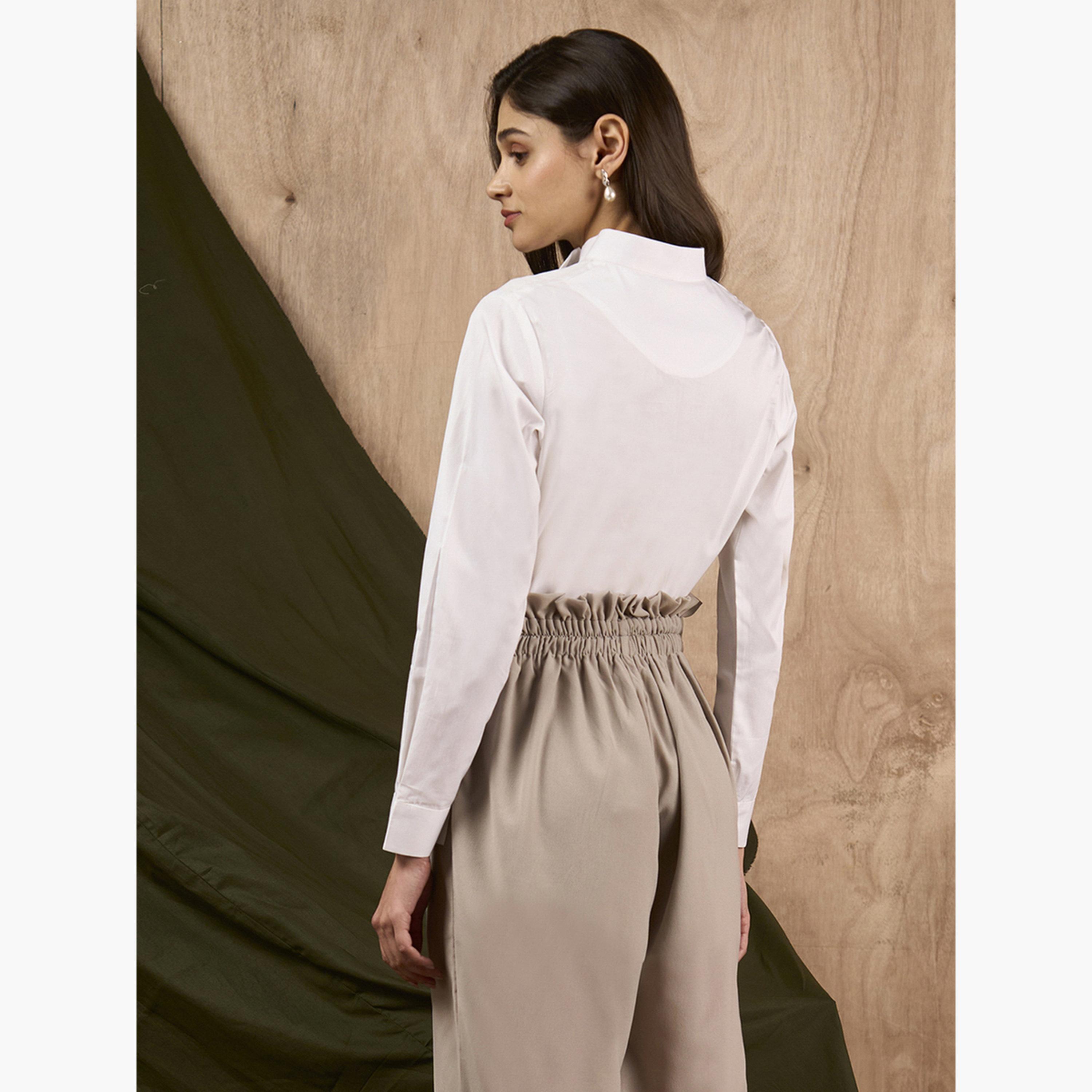SYVA X Styli White Twisted Collar Buttoned Shirt-women-clothing-shirtsandblouses-shirts-image-4