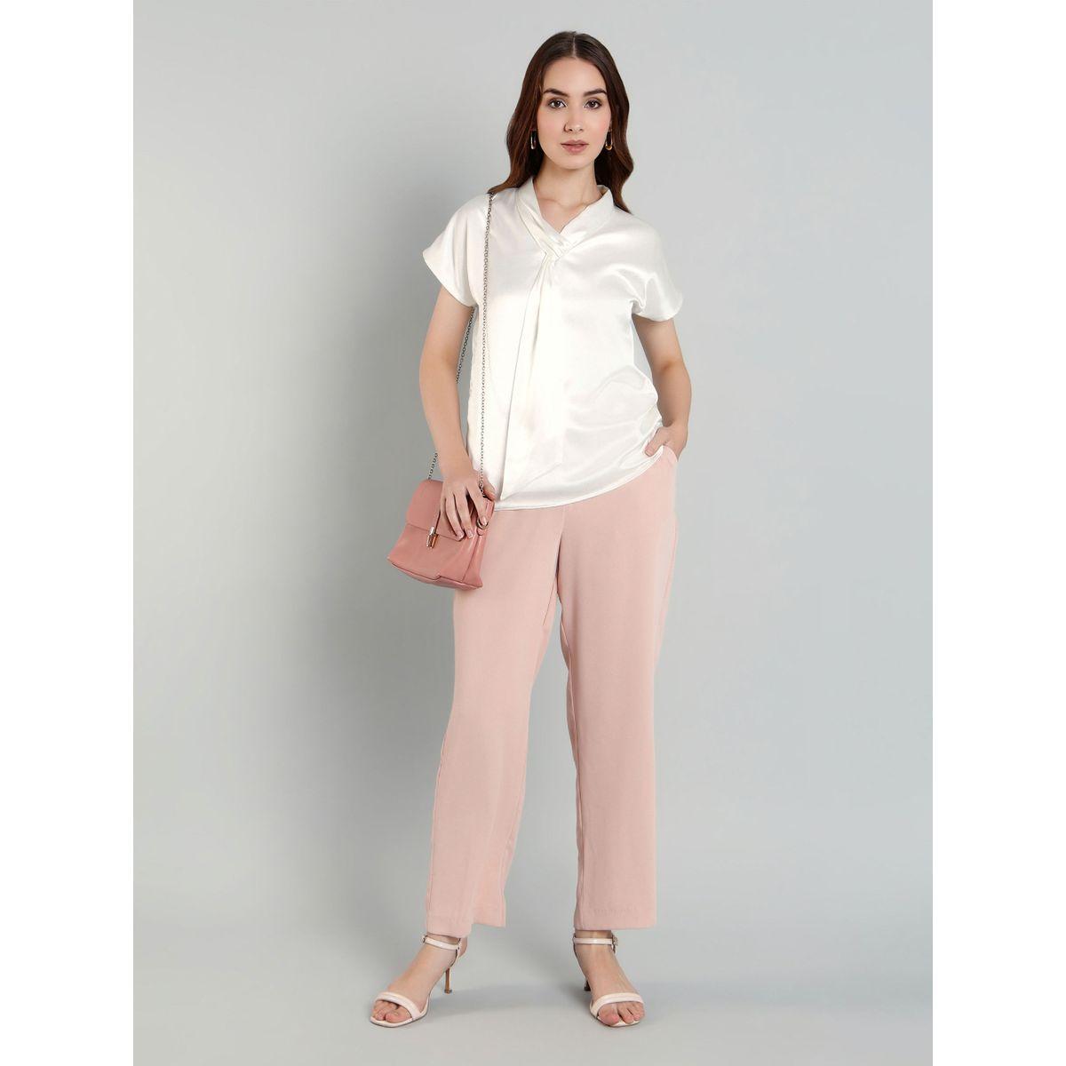بلوزة ساتان سادة بقصة عادية وياقة بأربطة-women-clothing-shirtsandblouses-blouses-image-1