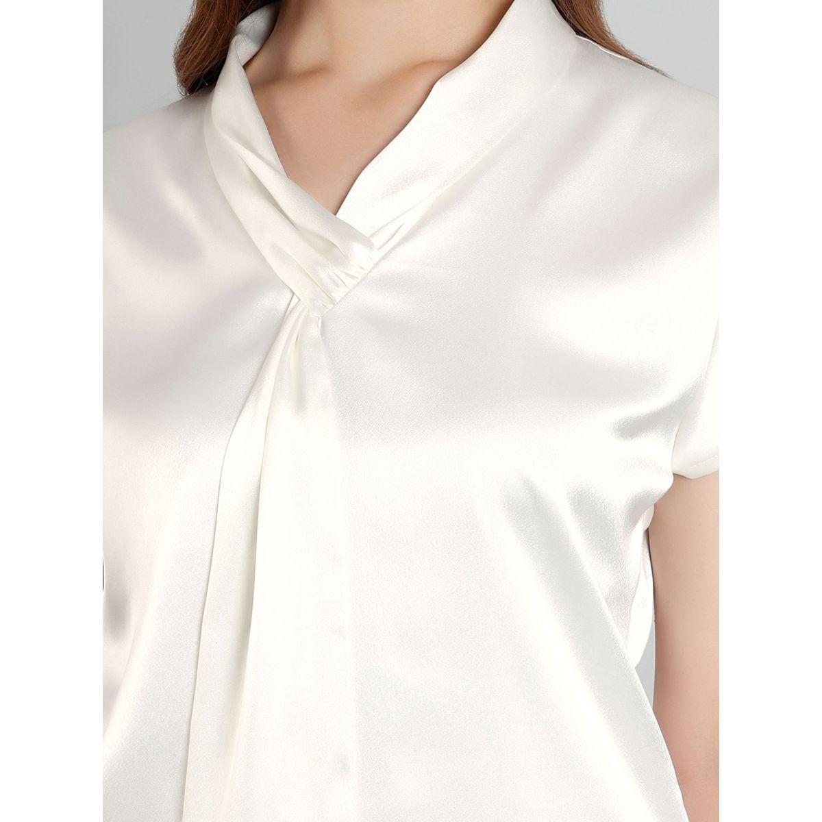 SYVA Solid Satin Regular Fit Top with Tie Details-women-clothing-shirtsandblouses-blouses-image-2