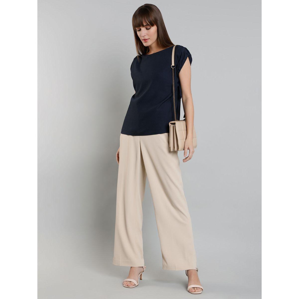 SYVA Striped Short Sleeve Top with Ruched Detail-women-clothing-shirtsandblouses-blouses-image-1