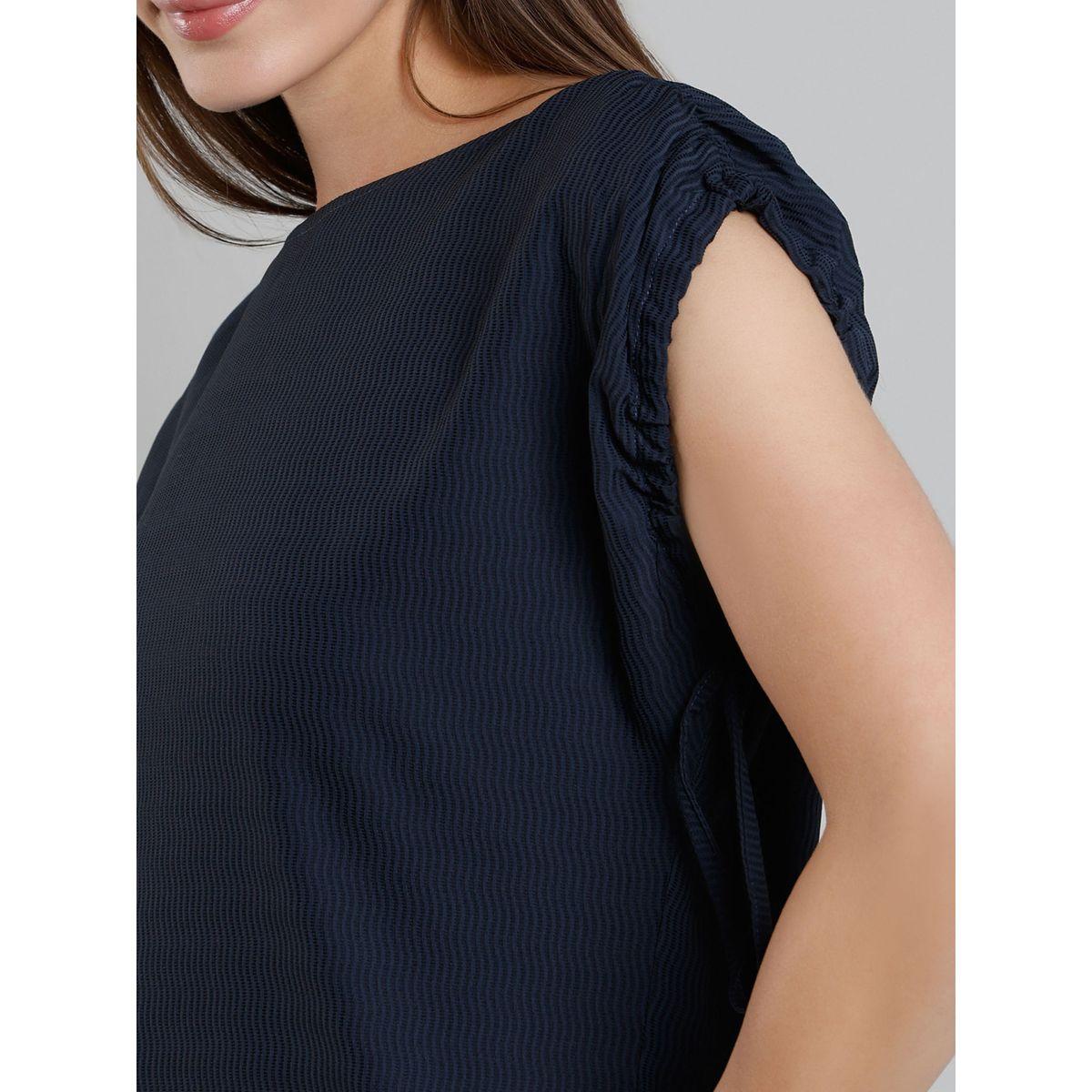 SYVA Striped Short Sleeve Top with Ruched Detail-women-clothing-shirtsandblouses-blouses-image-2