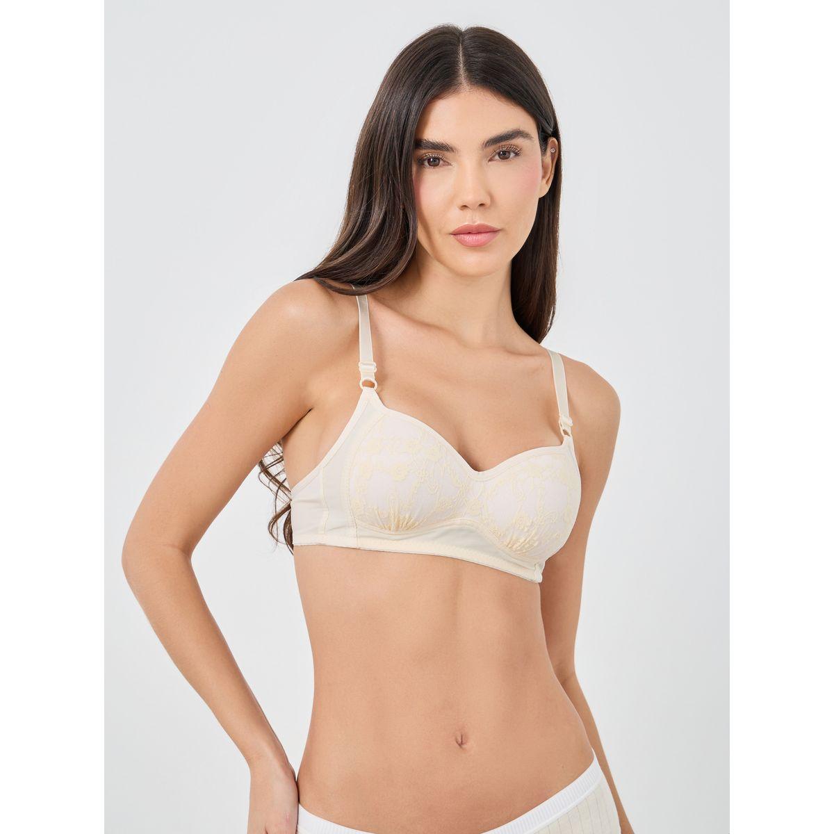 Styli Padded Wired Balconette Bra with Tonal Embroidery Detail-women-clothing-lingerie-bras-image-1
