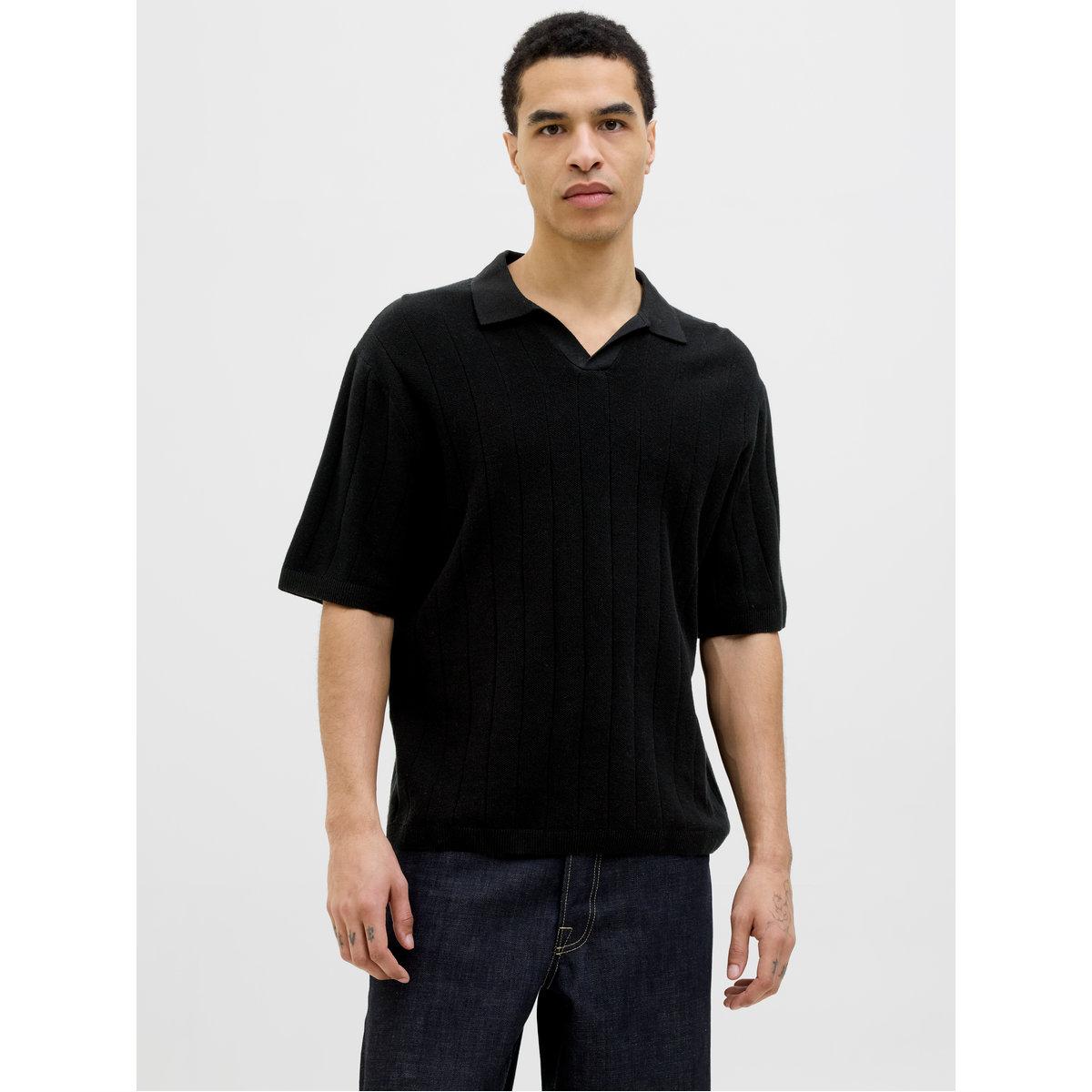 قميص مخطط بياقة بولو وأكمام قصيرة-men-clothing-shirts-image-2