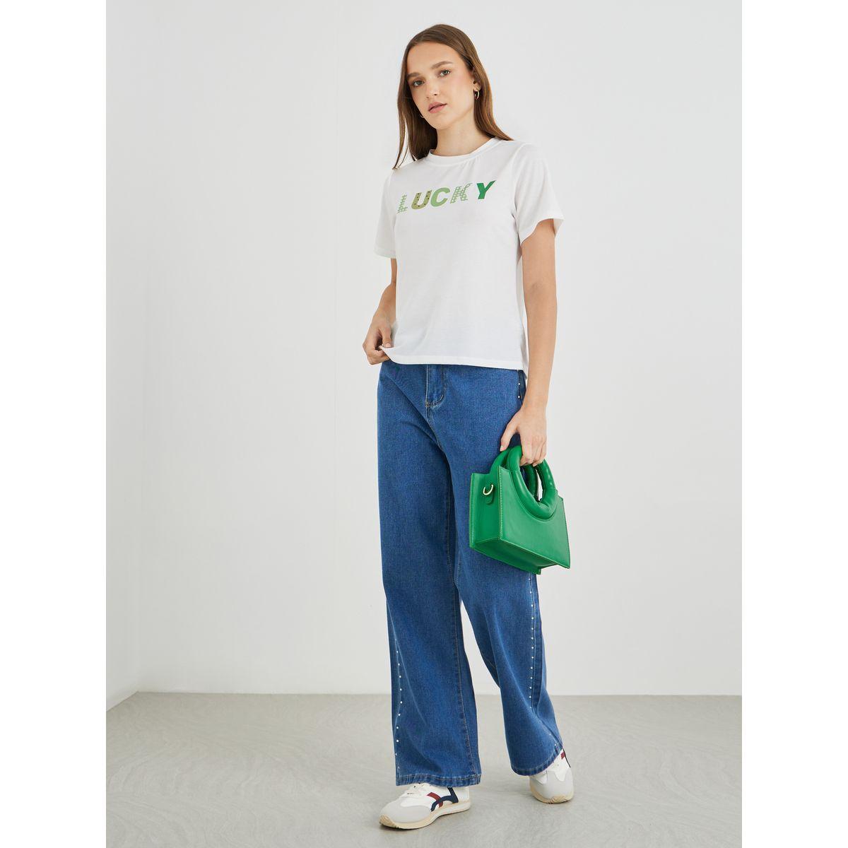 Styli Slogan Print Short Sleeve T-Shirt-women-clothing-tshirts-image-2