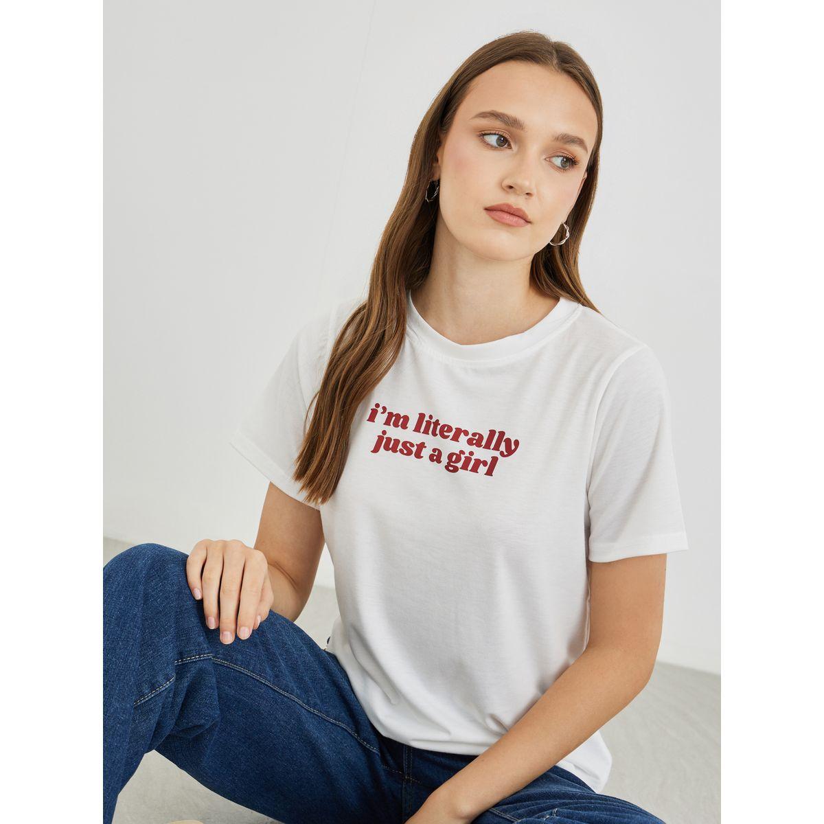 Styli Slogan Print Short Sleeve T-Shirt-women-clothing-tshirts-image-1