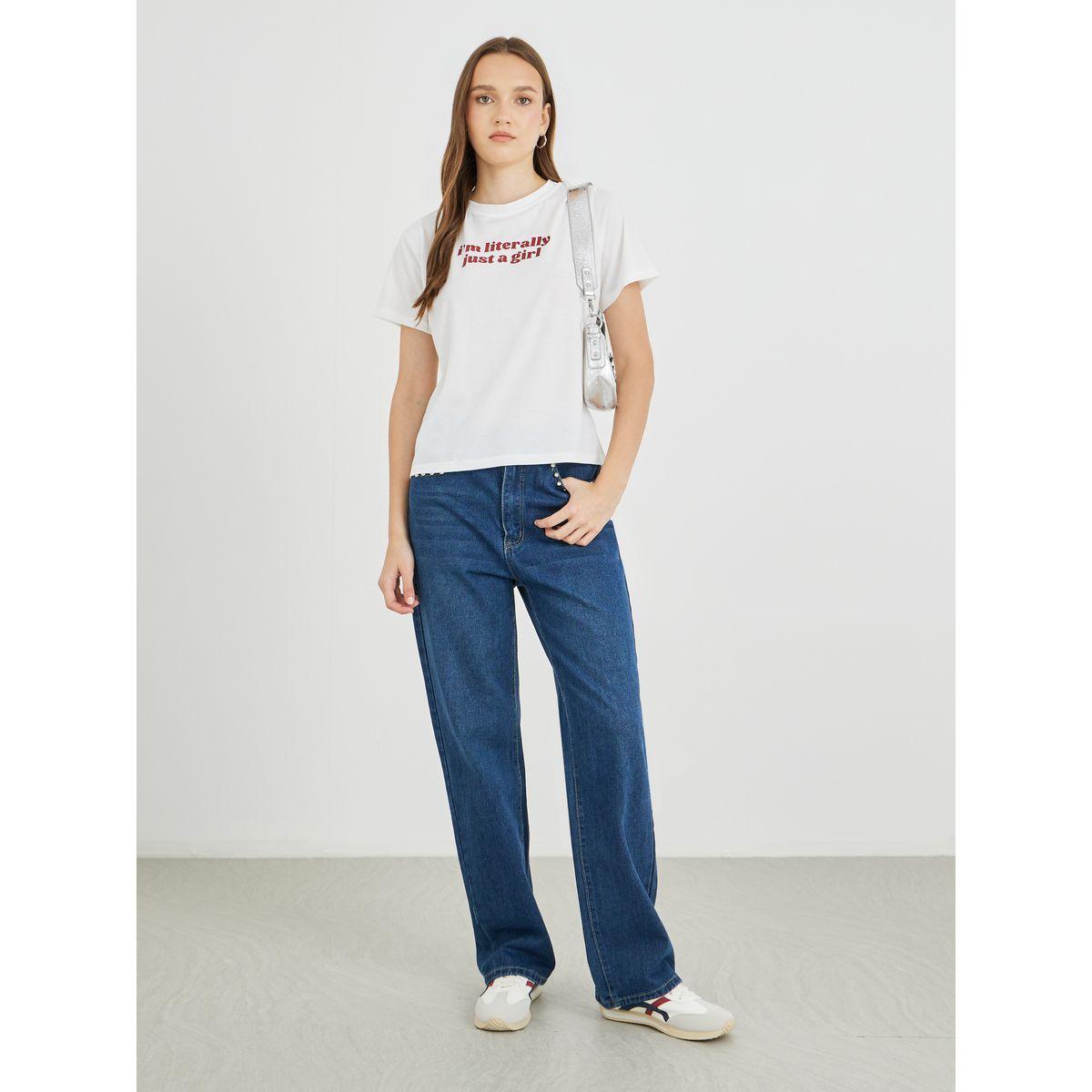 Styli Slogan Print Short Sleeve T-Shirt-women-clothing-tshirts-image-2