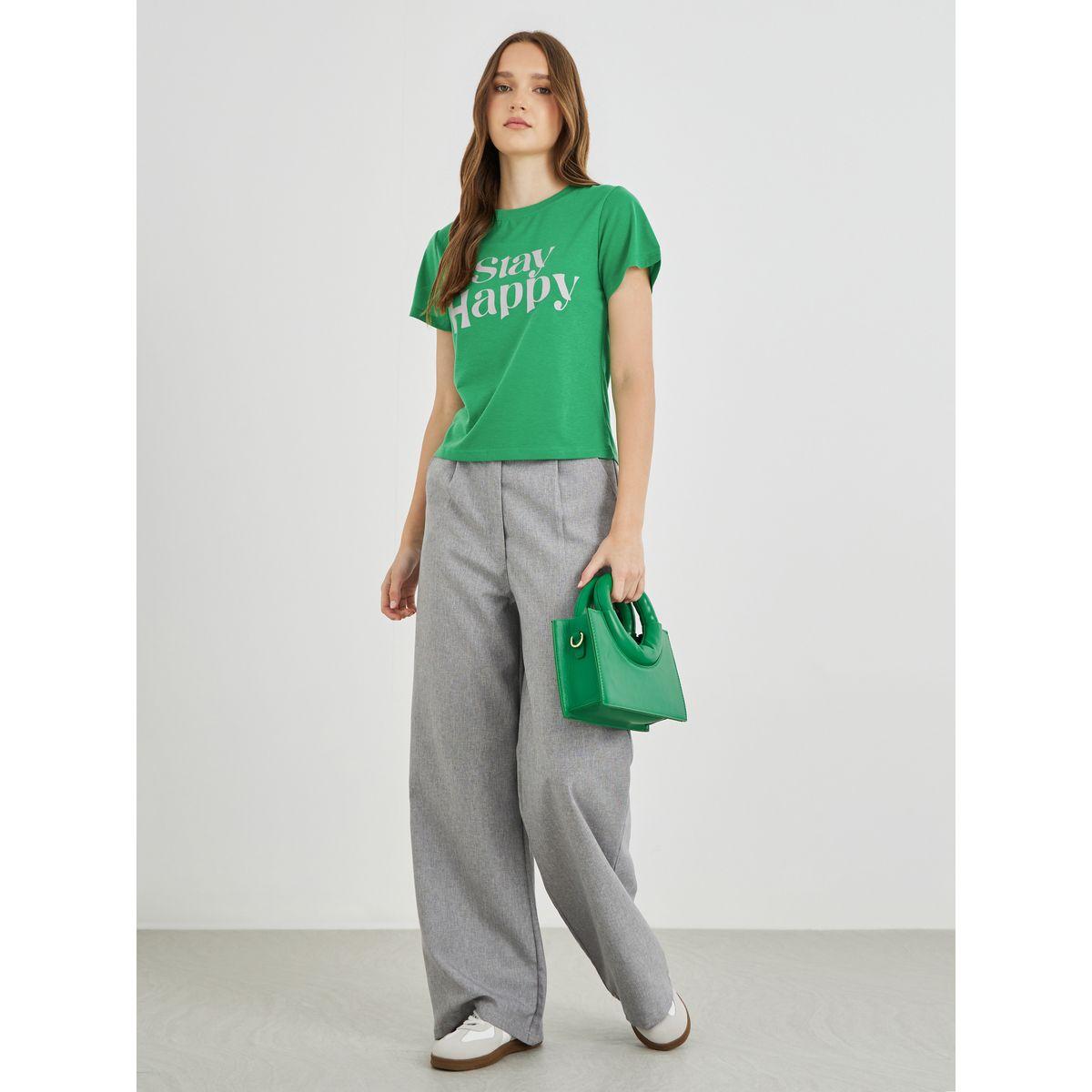 تيشيرت بطبعة كتابة وأكمام قصيرة-women-clothing-tshirts-image-2