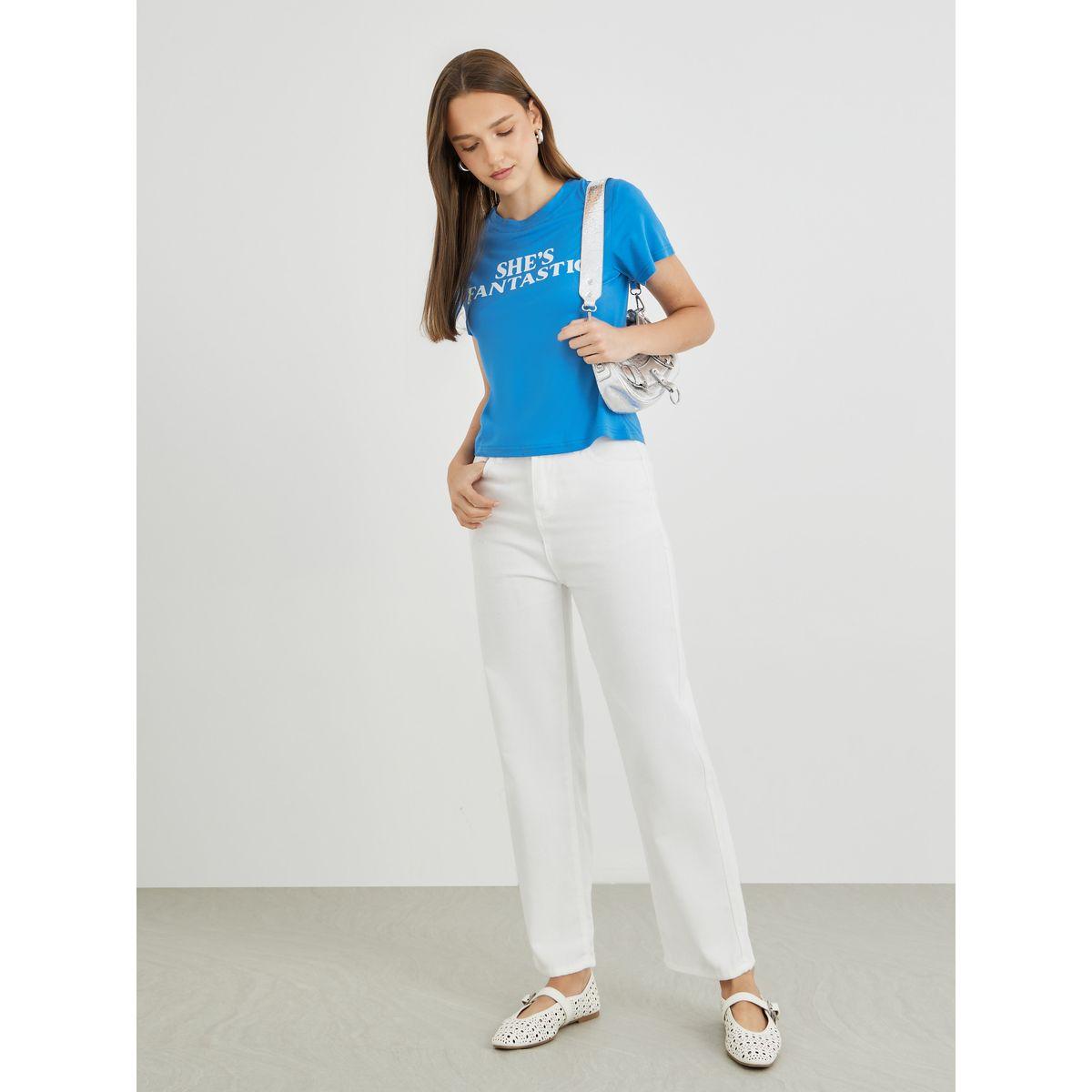 Styli Slogan Print Short Sleeve T-Shirt-women-clothing-tshirts-image-2