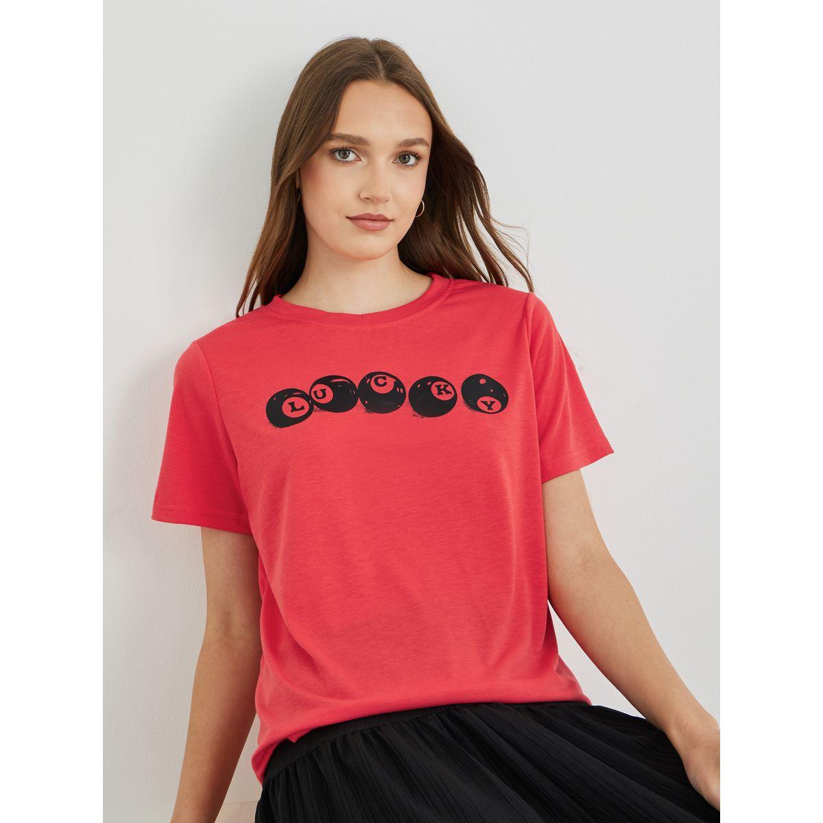 Styli Slogan Print Round Neck T-Shirt-women-clothing-tshirts-image-1
