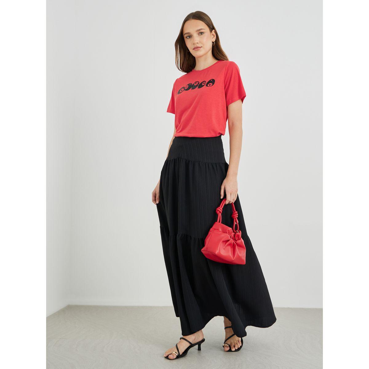 تيشيرت بطبعة كتابة وياقة دائرية-women-clothing-tshirts-image-2