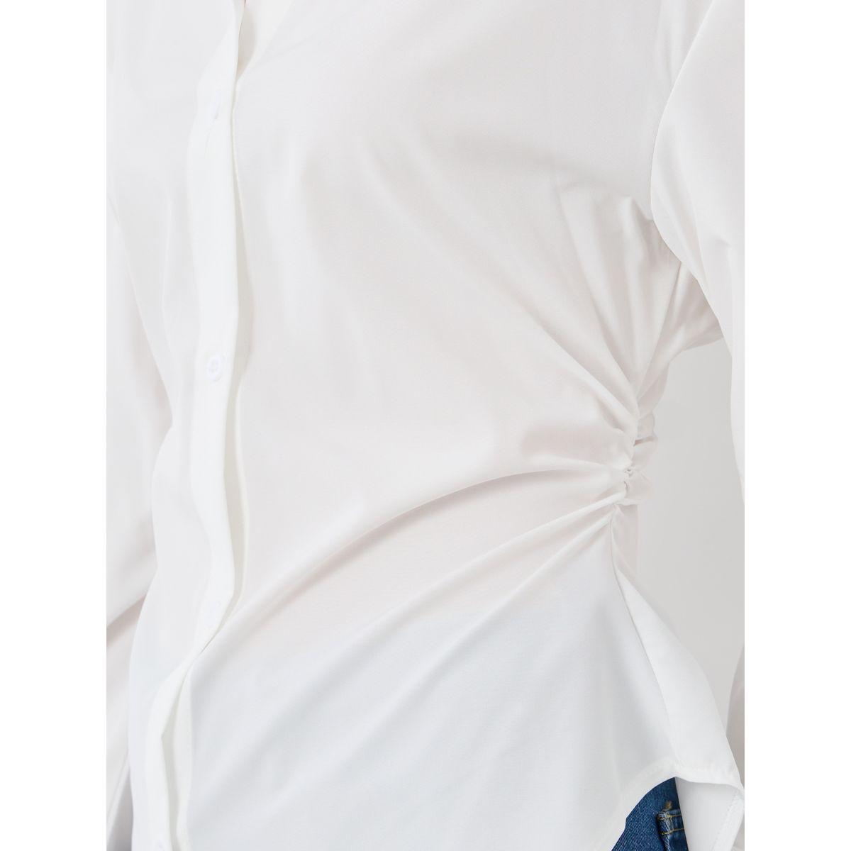Styli Solid Gathered Detail Spread Collar Shirt-women-clothing-shirtsandblouses-shirts-image-3
