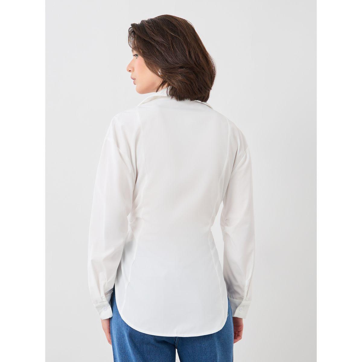 بلوزة سادة بياقة سبريد وتفاصيل مُجمعة-women-clothing-shirtsandblouses-shirts-image-4