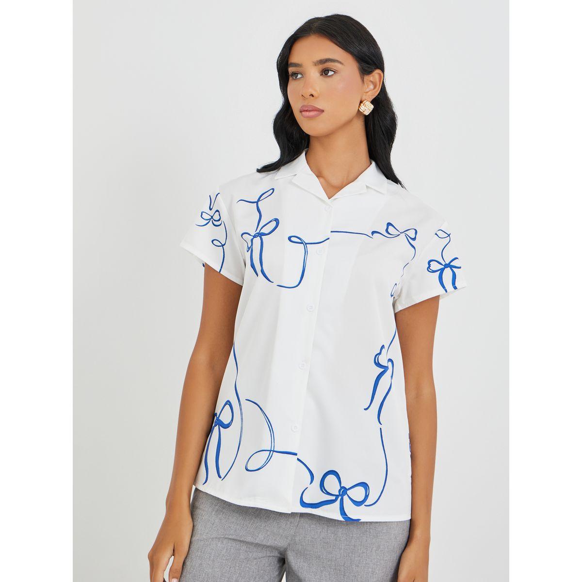 Styli Camp Collar Graphic Print Shirt with Button Closure-women-clothing-shirtsandblouses-shirts-image-3