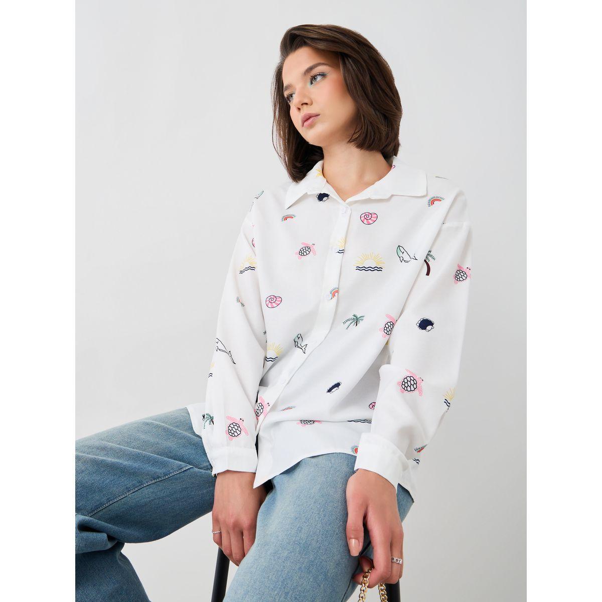 Styli All-Over Print Spread Collar Oversized Shirt-women-clothing-shirtsandblouses-shirts-image-2