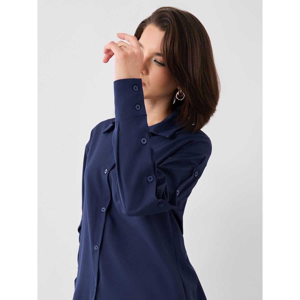 Styli Solid Spread Collar Oversized Shirt-women-clothing-shirtsandblouses-shirts-image-1