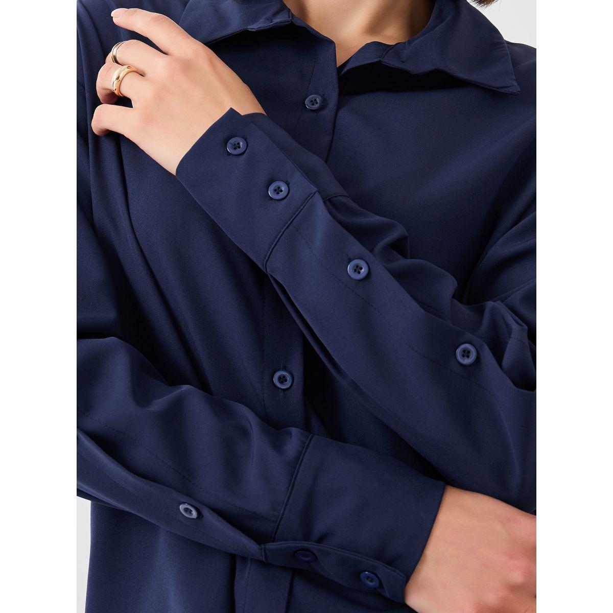 Styli Solid Spread Collar Oversized Shirt-women-clothing-shirtsandblouses-shirts-image-3