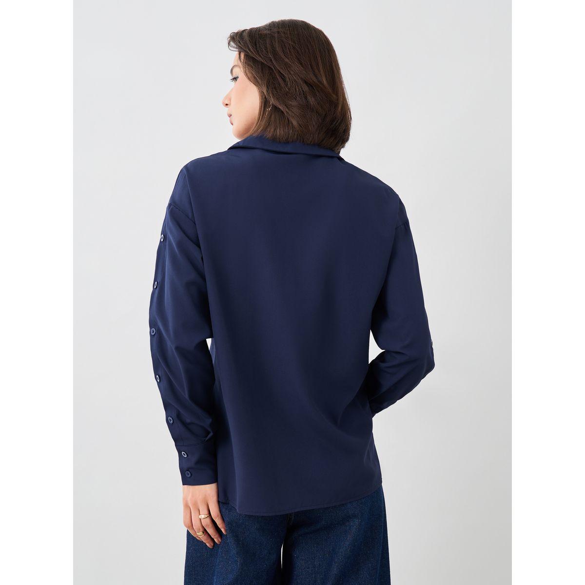 Styli Solid Spread Collar Oversized Shirt-women-clothing-shirtsandblouses-shirts-image-4