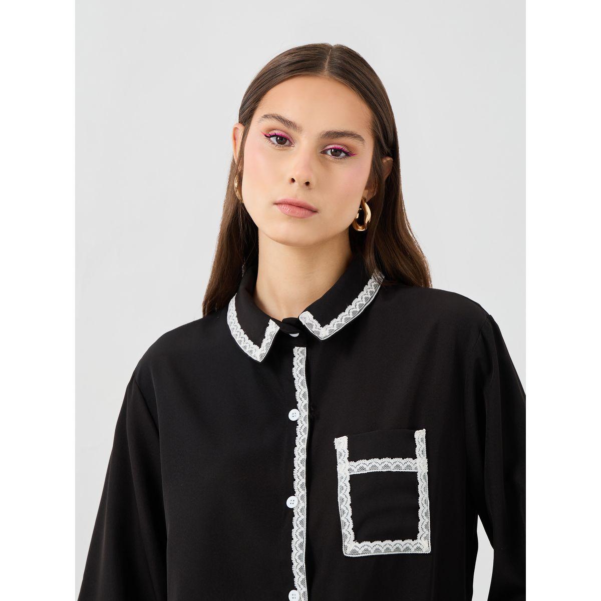 Styli Solid Lace Trim Long Sleeve Oversized Shirt-women-clothing-shirtsandblouses-shirts-image-3