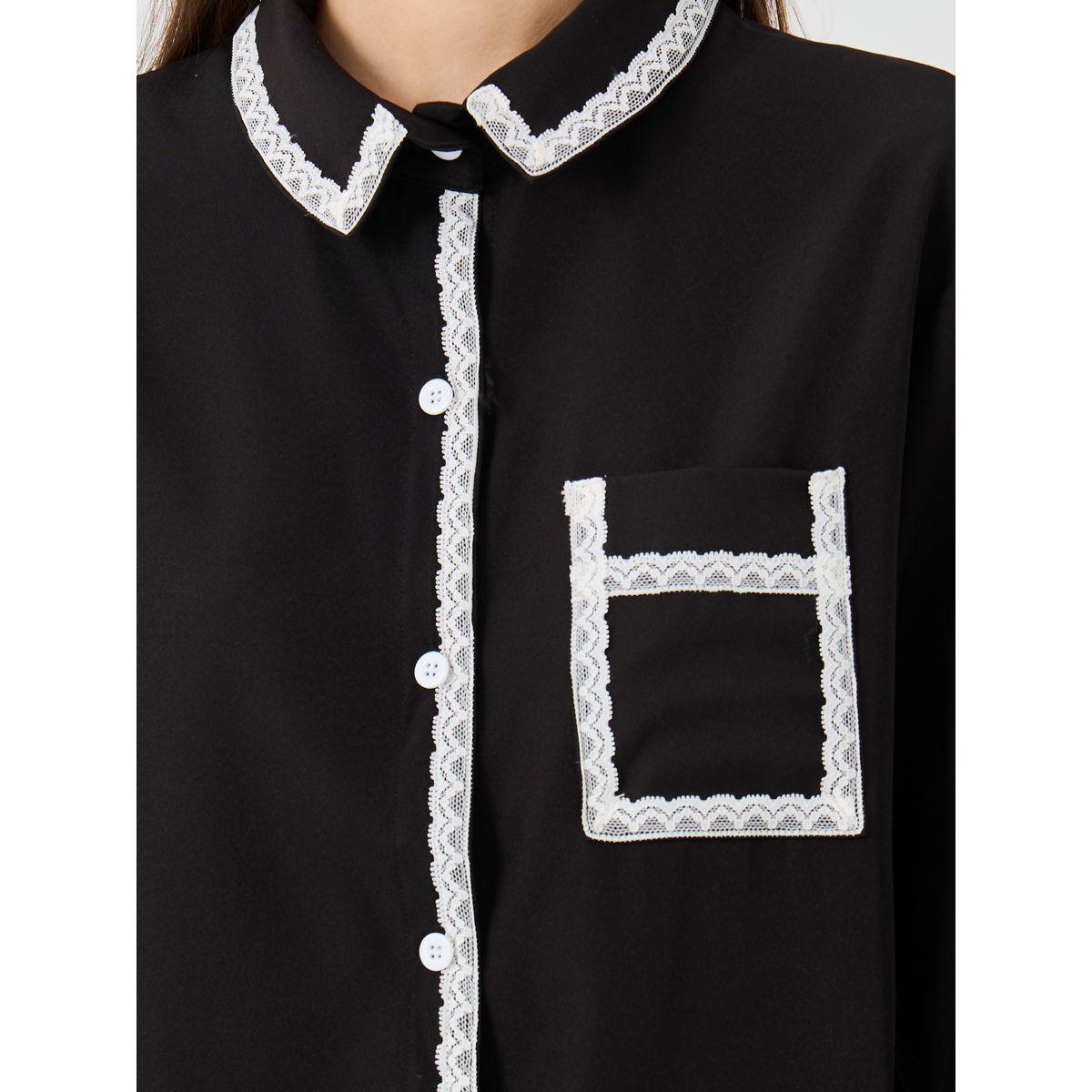 Styli Solid Lace Trim Long Sleeve Oversized Shirt-women-clothing-shirtsandblouses-shirts-image-4