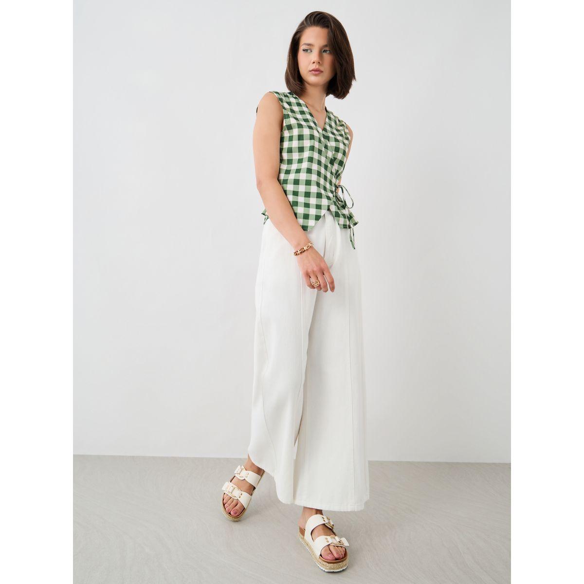 بلوزة بلا أكمام بنمط مربعات مع أربطة-women-clothing-shirtsandblouses-blouses-image-2