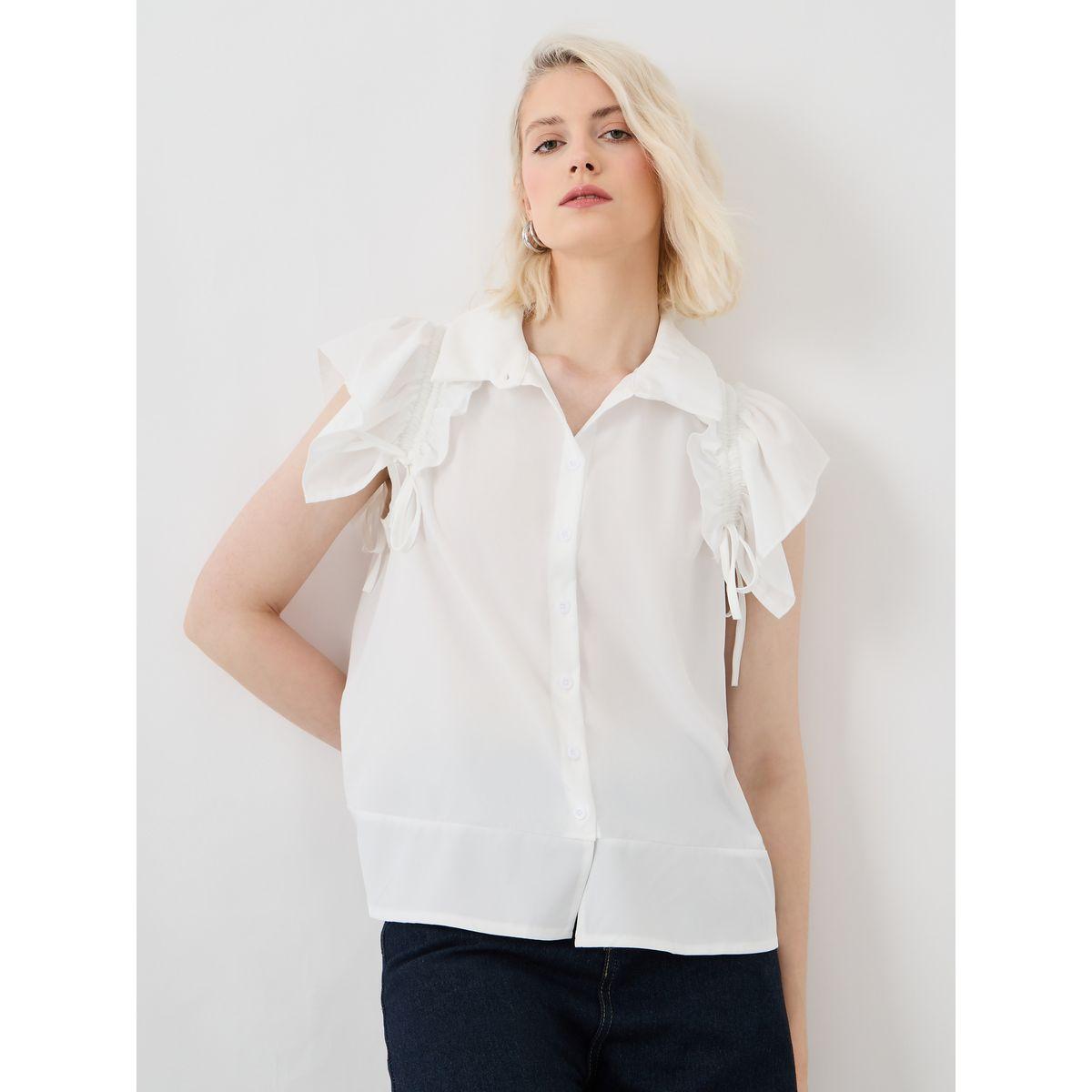 Styli Solid Ruffled Detail Sleeveless Shirt-women-clothing-shirtsandblouses-shirts-image-1