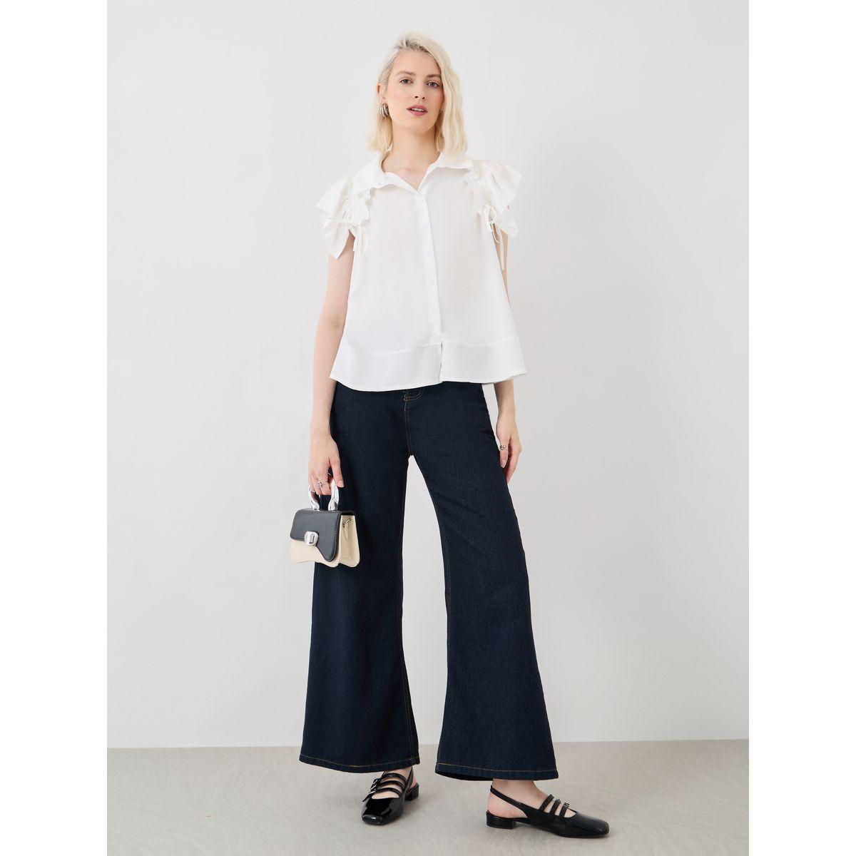 Styli Solid Ruffled Detail Sleeveless Shirt-women-clothing-shirtsandblouses-shirts-image-2
