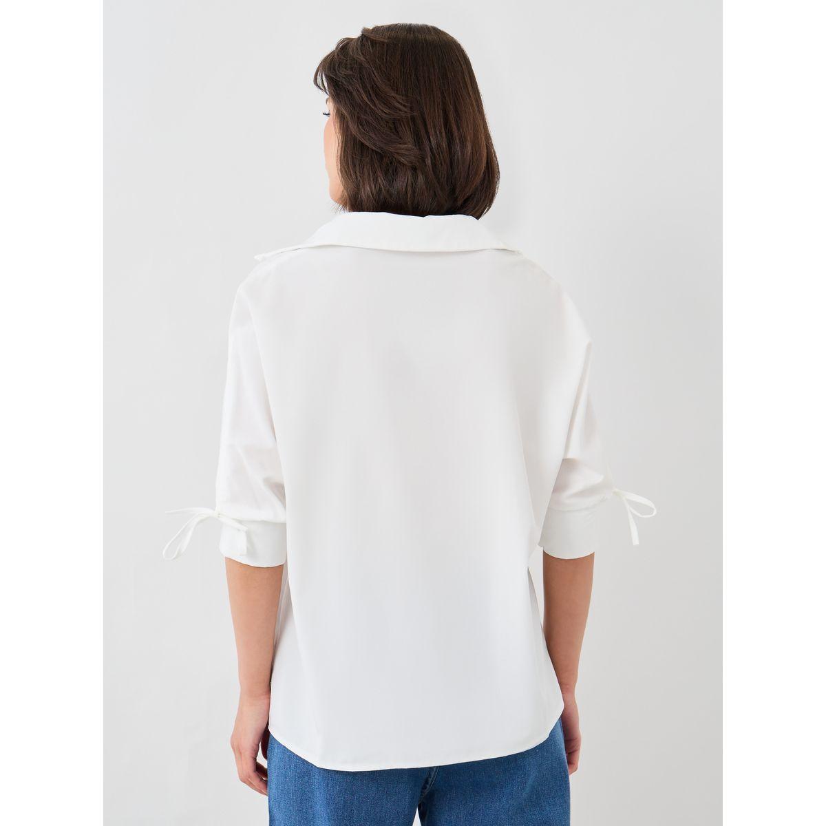 بلوزة سادة بياقة سبريد وأكمام بأربطة-women-clothing-shirtsandblouses-shirts-image-5