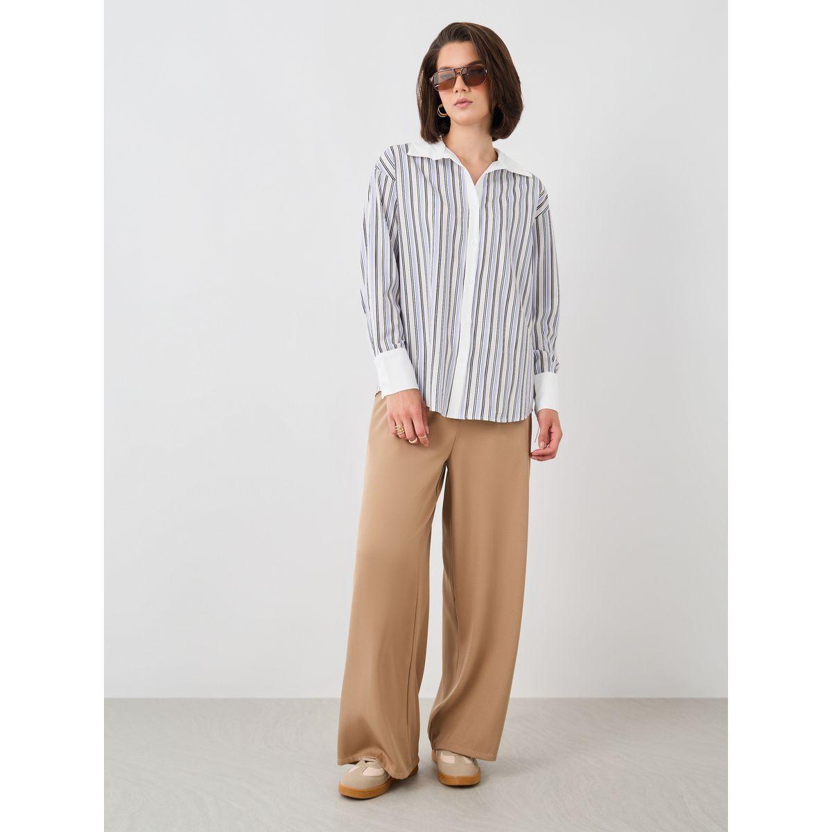 Styli Striped Spread Collar Oversized Shirt-women-clothing-shirtsandblouses-shirts-image-2