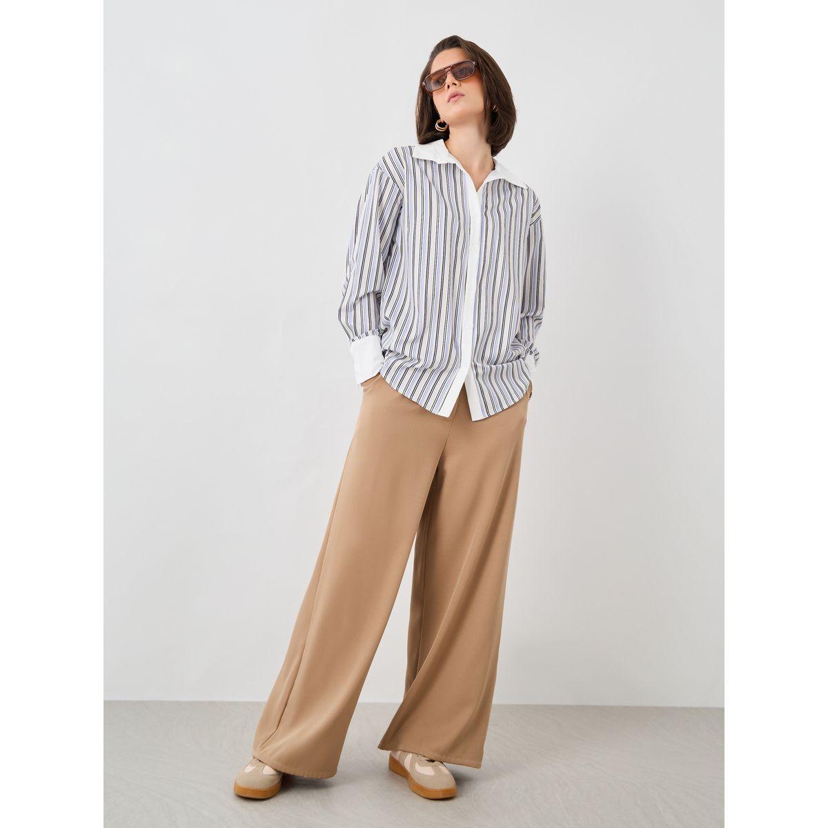 Styli Striped Spread Collar Oversized Shirt-women-clothing-shirtsandblouses-shirts-image-4