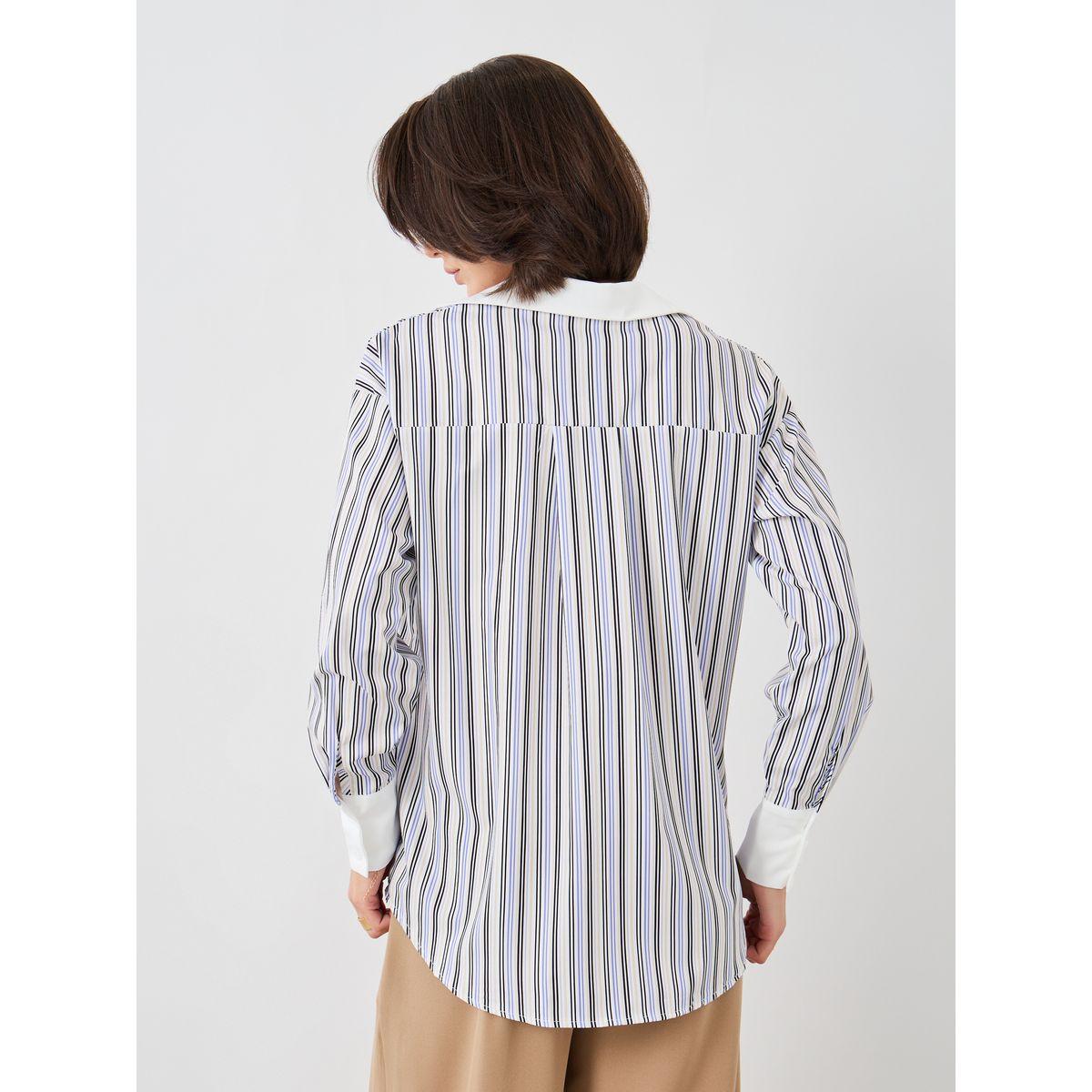 بلوزة فضفاضة مخططة بياقة سبريد-women-clothing-shirtsandblouses-shirts-image-6
