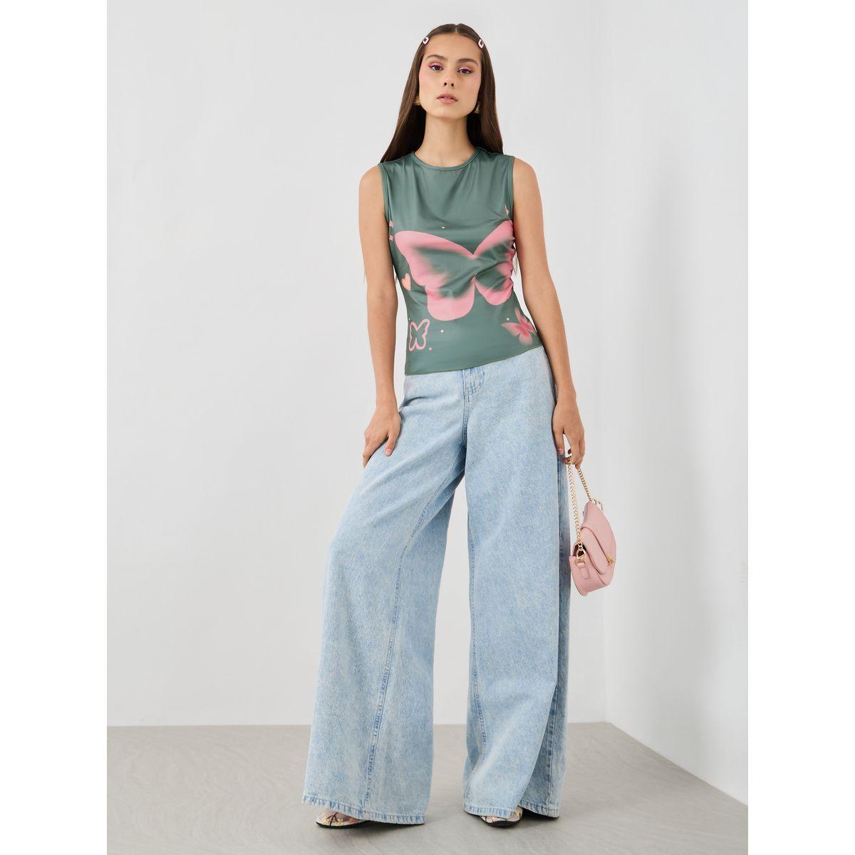 بلوزة بلا أكمام مطبعة بزهور مع ياقة دائرية-women-clothing-shirtsandblouses-blouses-image-2