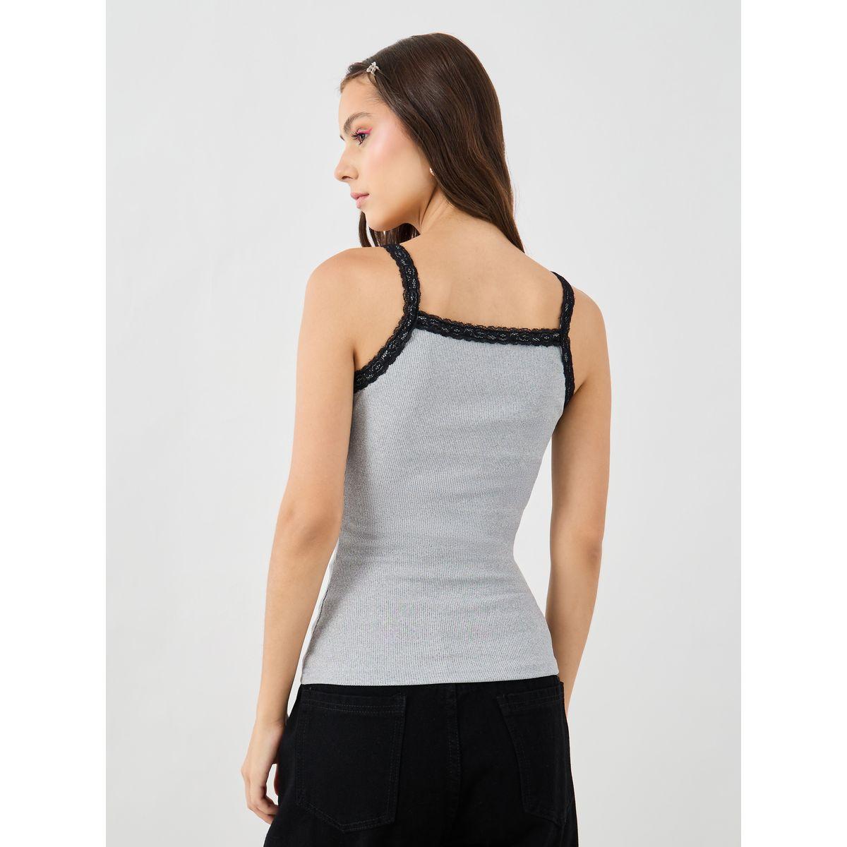 Styli Texture Lace Trim Strappy Cami Top-women-clothing-tshirts-image-4